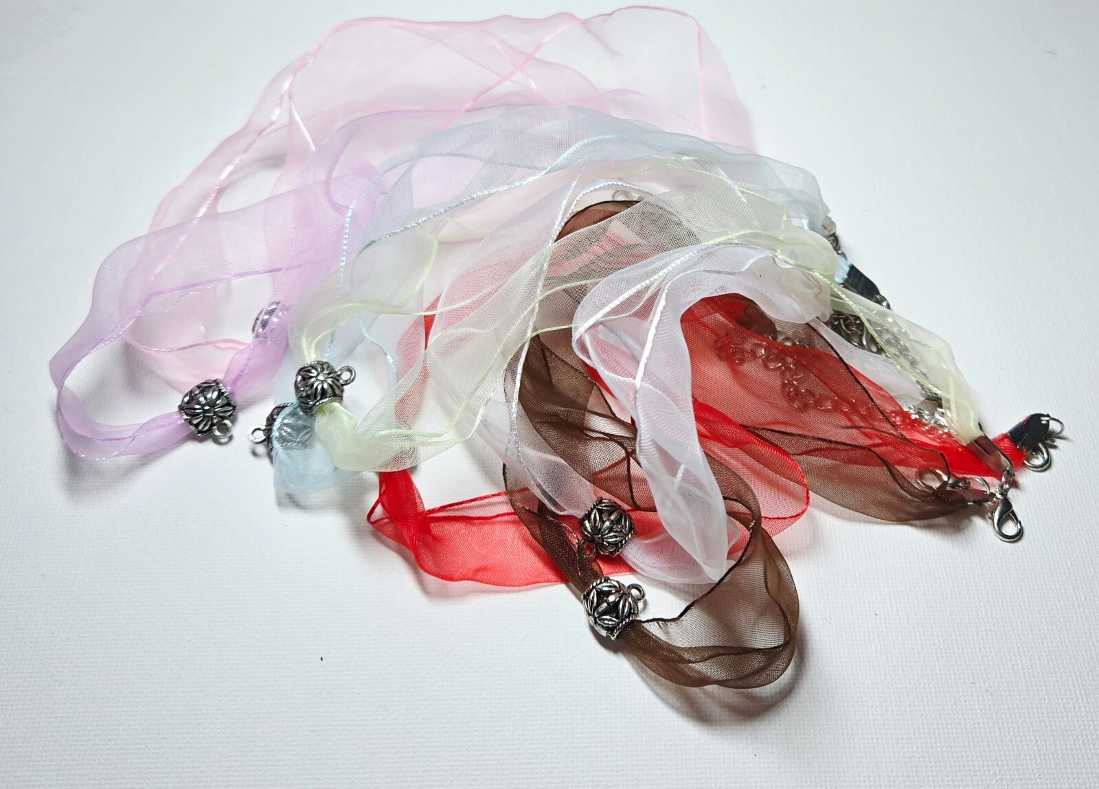 Necklace Cord Simple Sheer Ribbon Jewelry Making Multi Cord 18″ 50 pcs