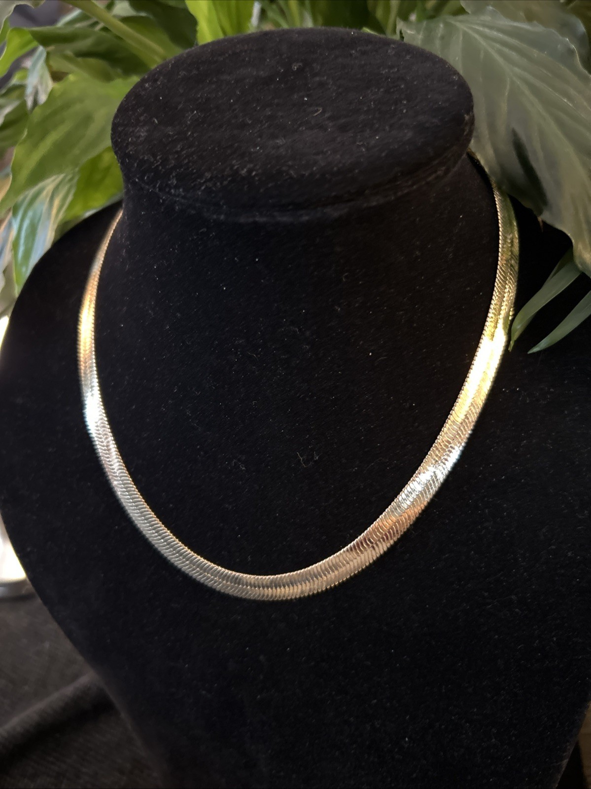 GOLD PLATED 8mm HERRINGBONE 18”Chocker Necklace Chain For Men Or Women