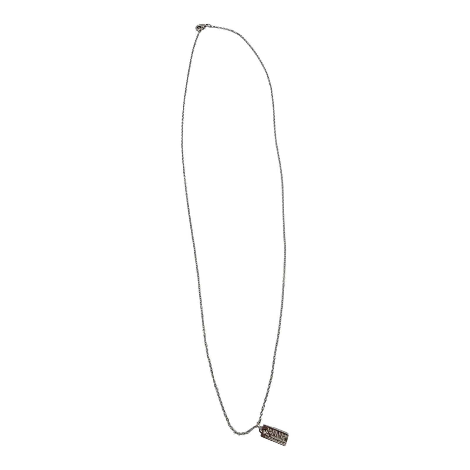 28″ Stainless Steel Victoria’s Secret PINK Mini Dog Tag Fashion Bling Necklace