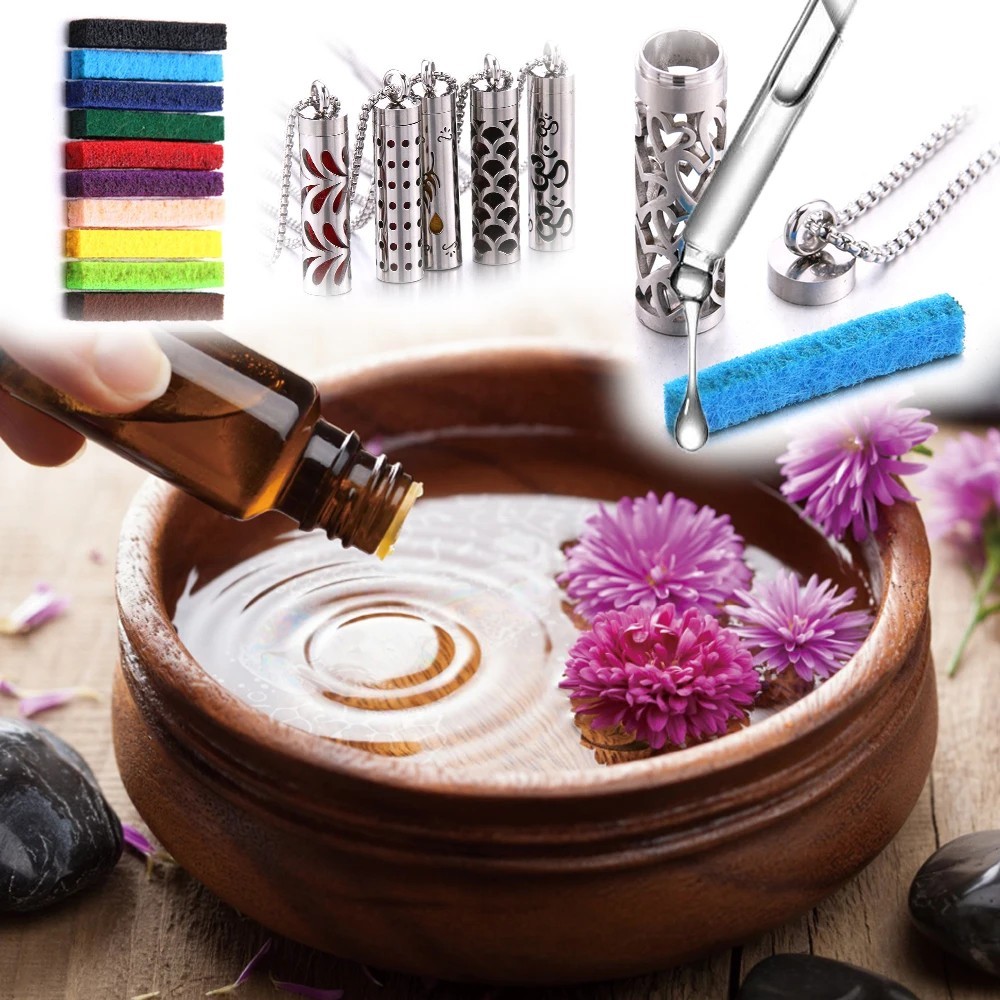 Black or Stainless Steel Aromatherapy Oil Diffuser Pendant