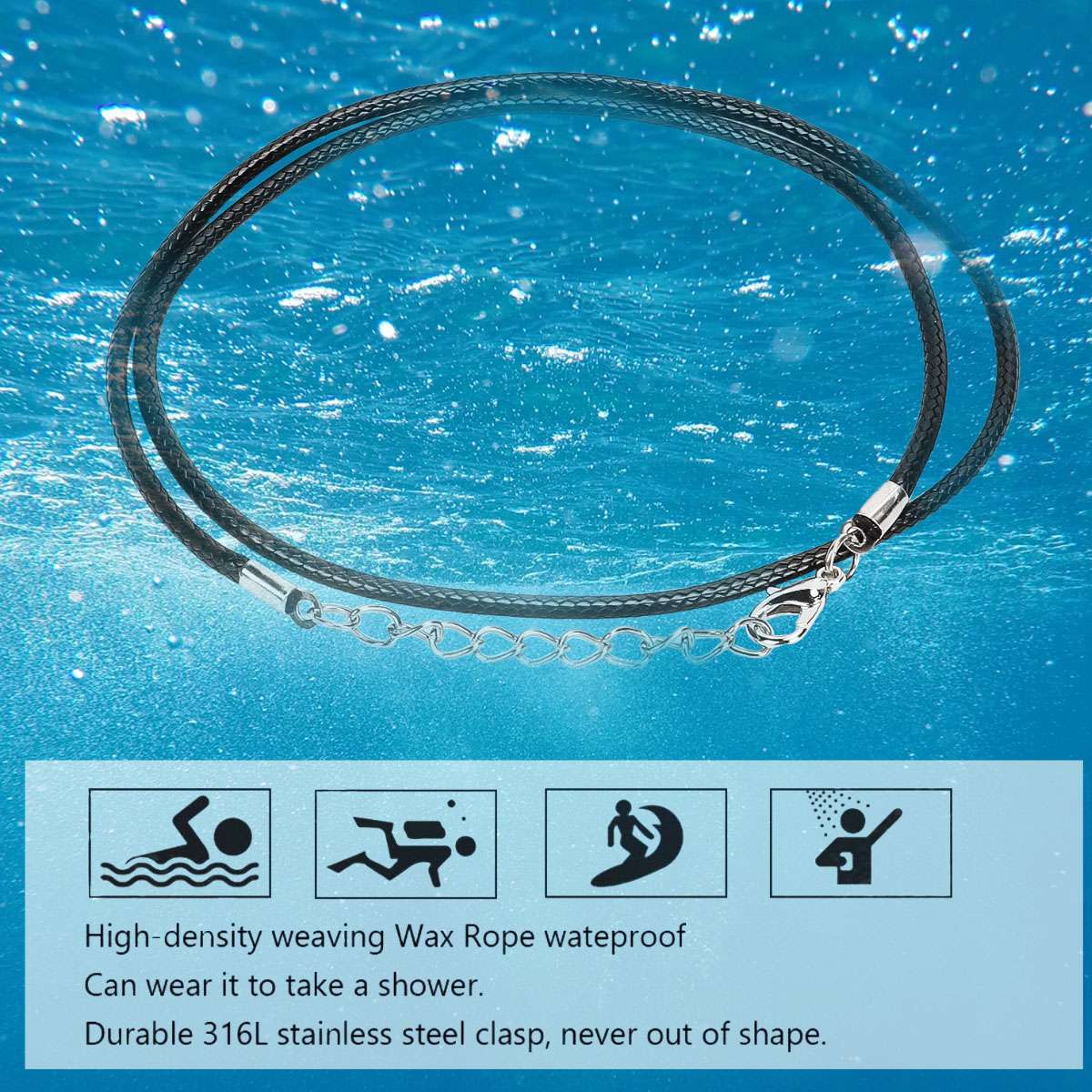 10-50PCS Black Waxed Necklace Cord for Jewelry Making Braided Leather Rope Chain