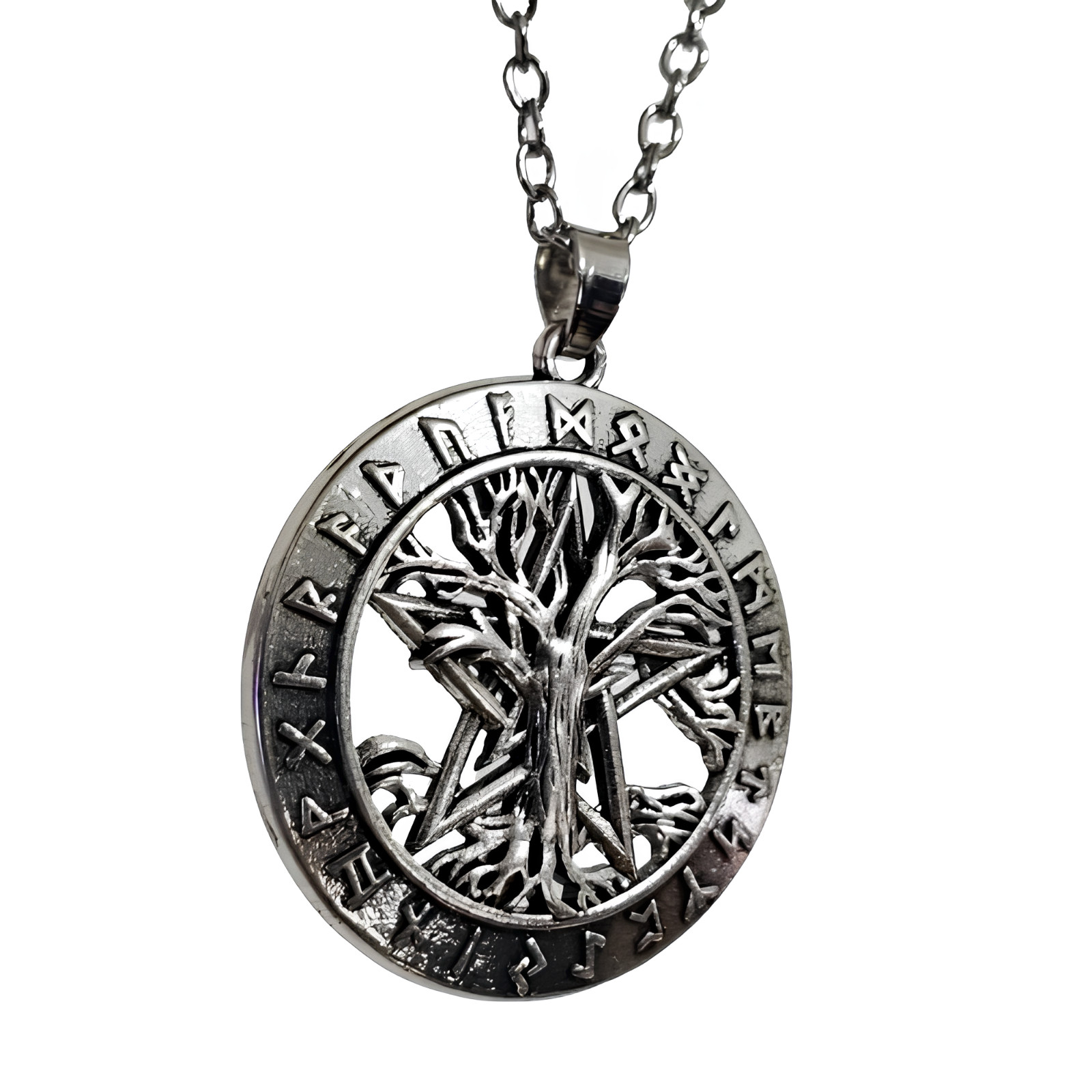 Pentacle Tree of Life Necklace Pendant Chain Necklace Rune Pagan Wicca Jewellery