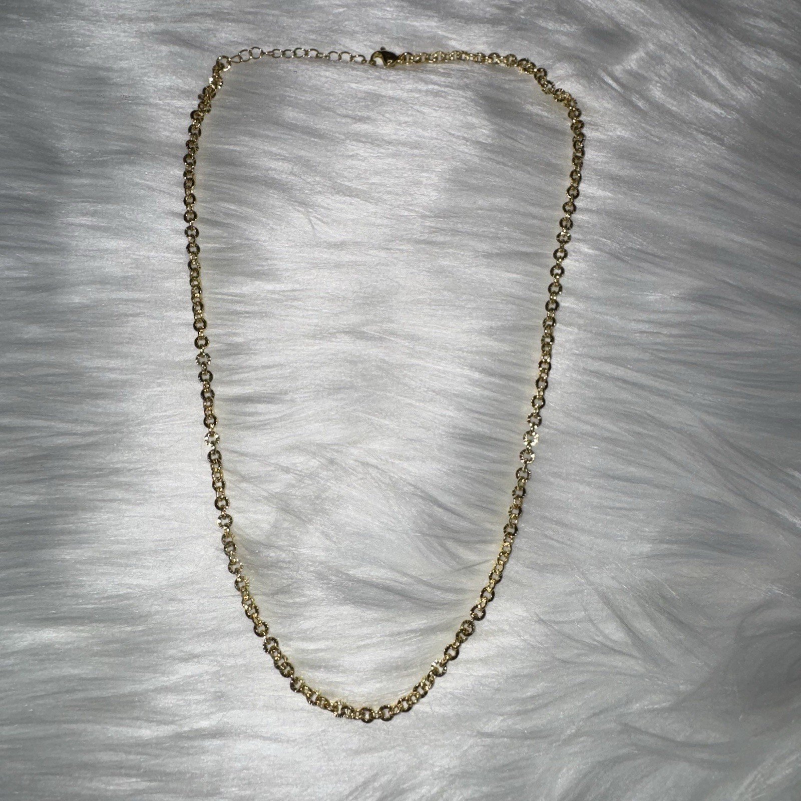 Vintage Necklace Monet Rolo Link Chain Diamond Cut 18K Gold Filled, 19in, 3.77mm
