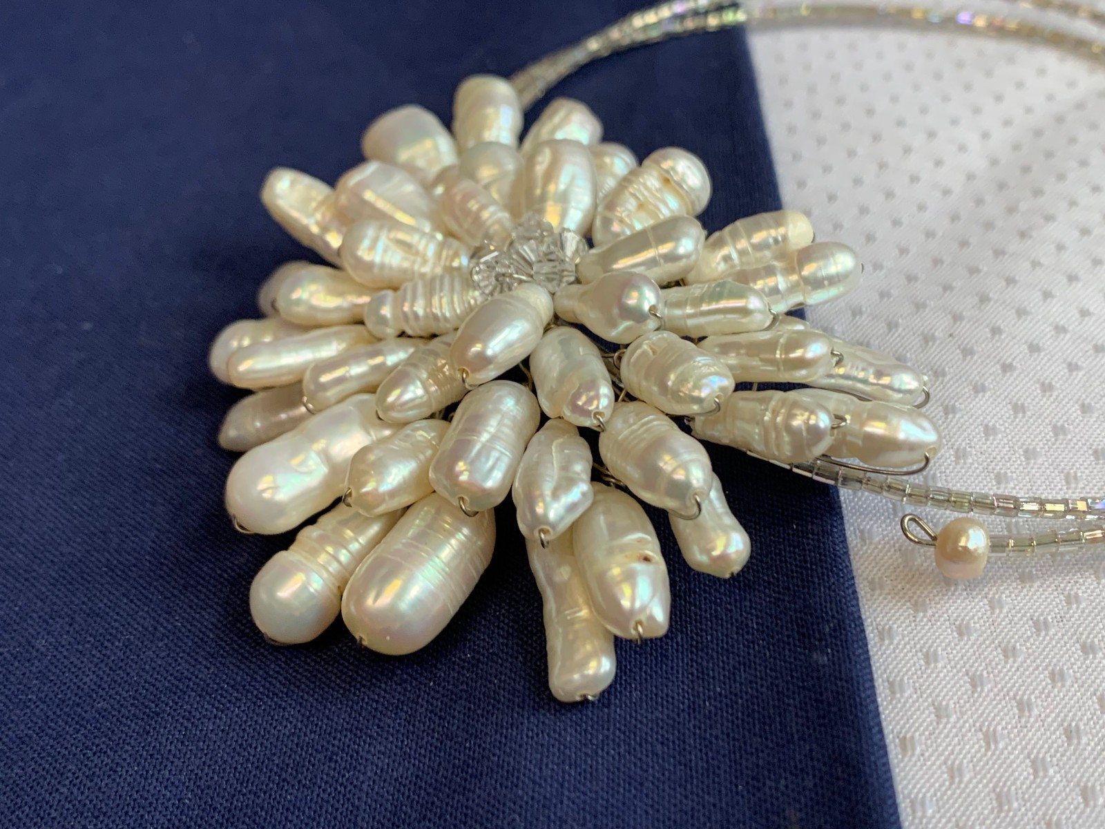 Pearl Cluster Choker 20″ Costume Jewelry Fresh Water Beaded Chain Necklace