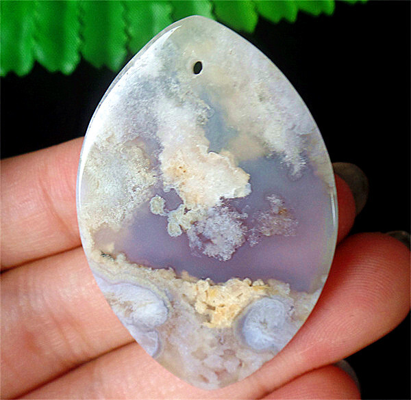 47x32x7mm Natural Cherry Blossom Agate Healing Marquise Pendant Bead DY3908