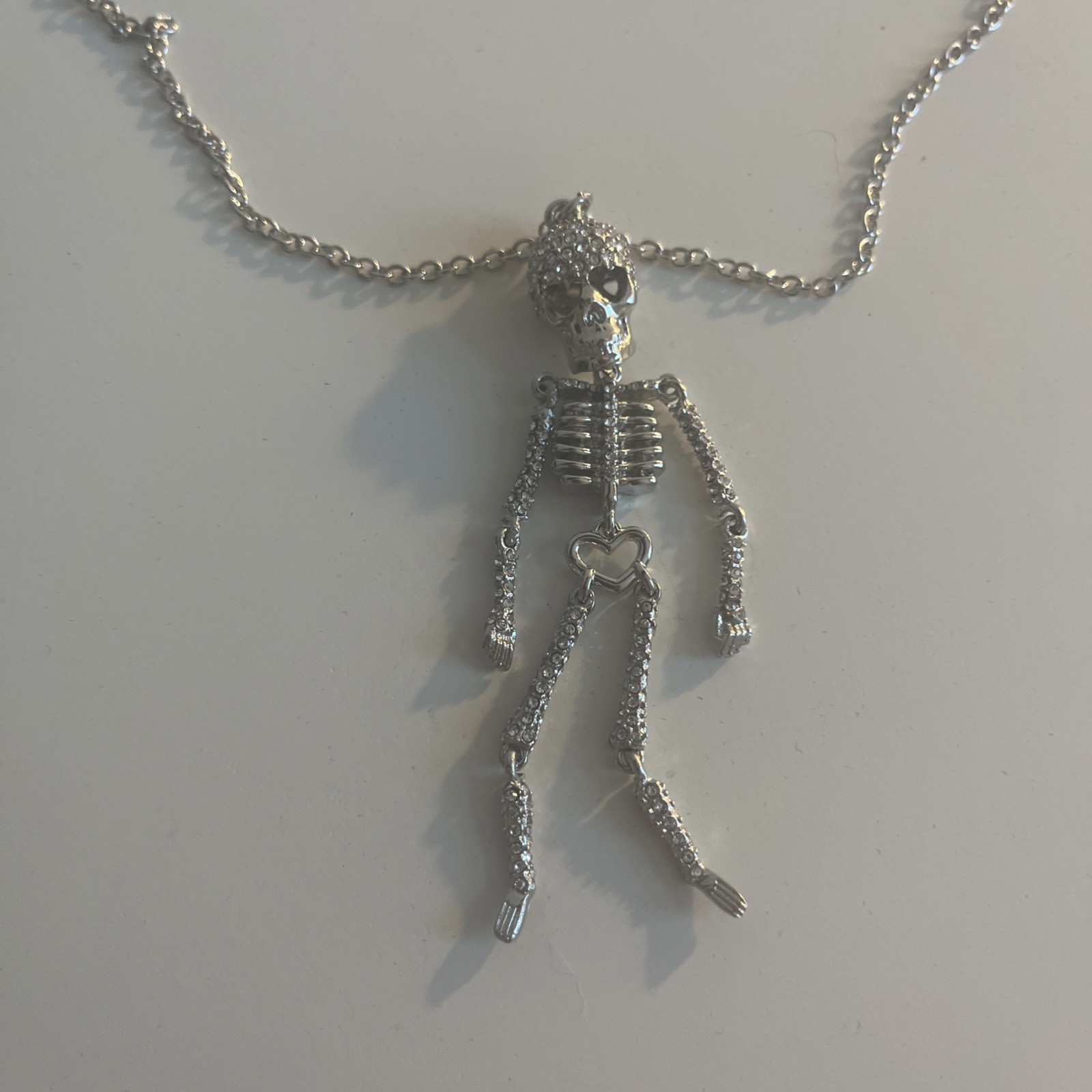 BNWT Betsey Johnson Skeleton Necklace Sparkling Crystal Gemstones XLong Necklace