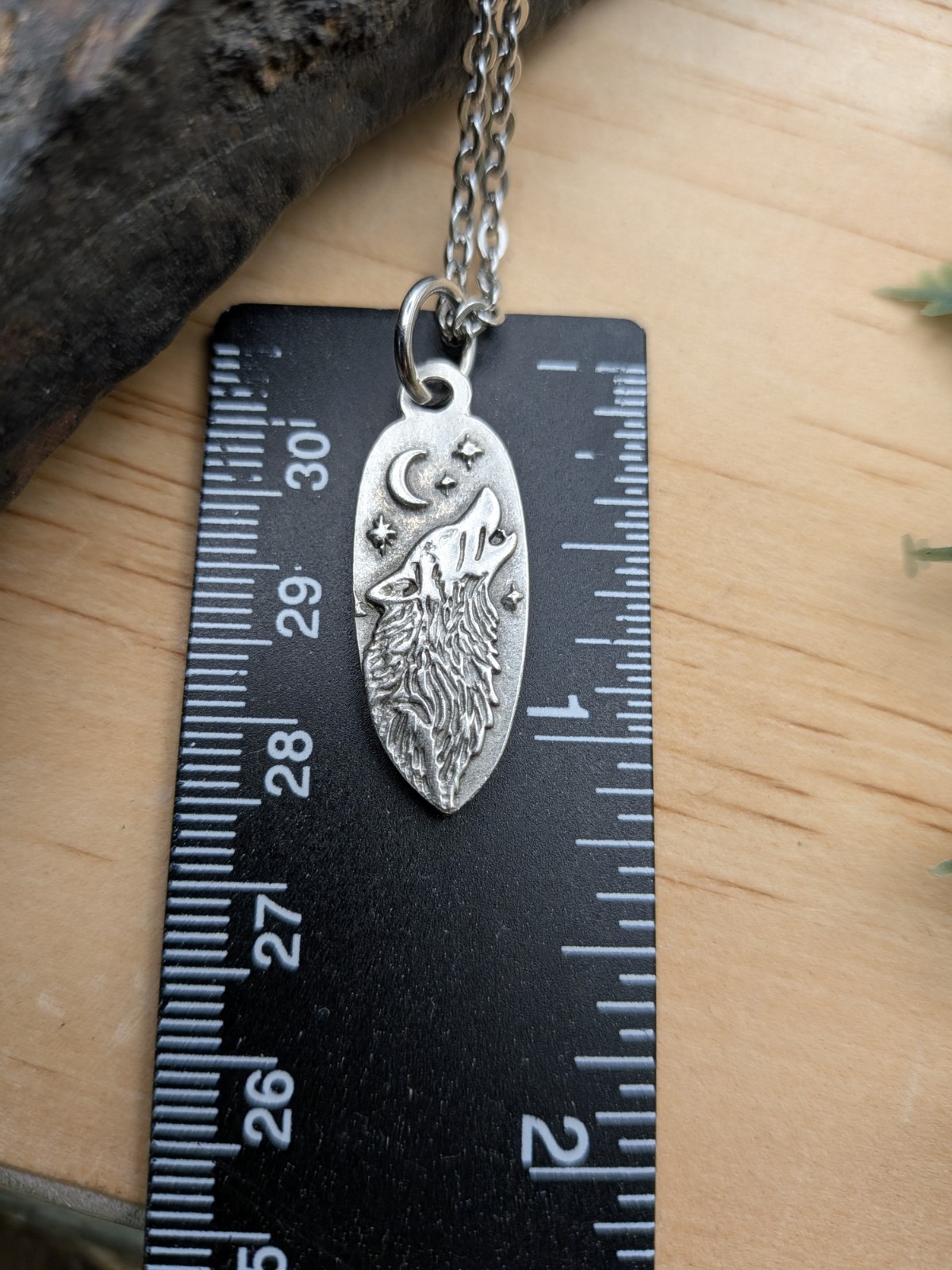 Wolf Pendant Necklace, Nature Jewelry, Moon