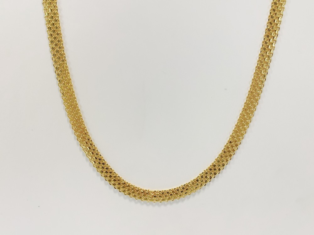 Solid 18K Yellow Gold Vintage Multi Layer Wide Necklace Chain 8mm 22in men/women