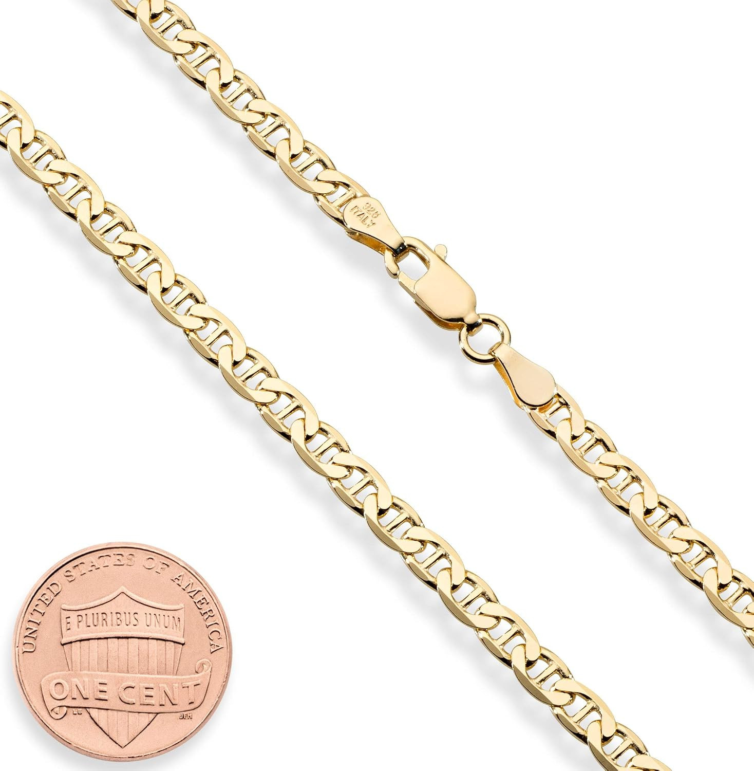 Italian 18K Gold Plated 925 Silver Mariner Chain Necklace for Men & Women