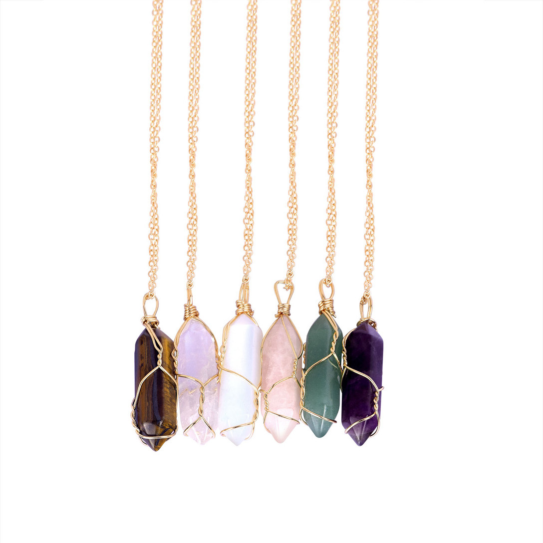 Natural Quartz Crystal Point Chakra Healing Gemstone Pendant Necklace Stone Gift