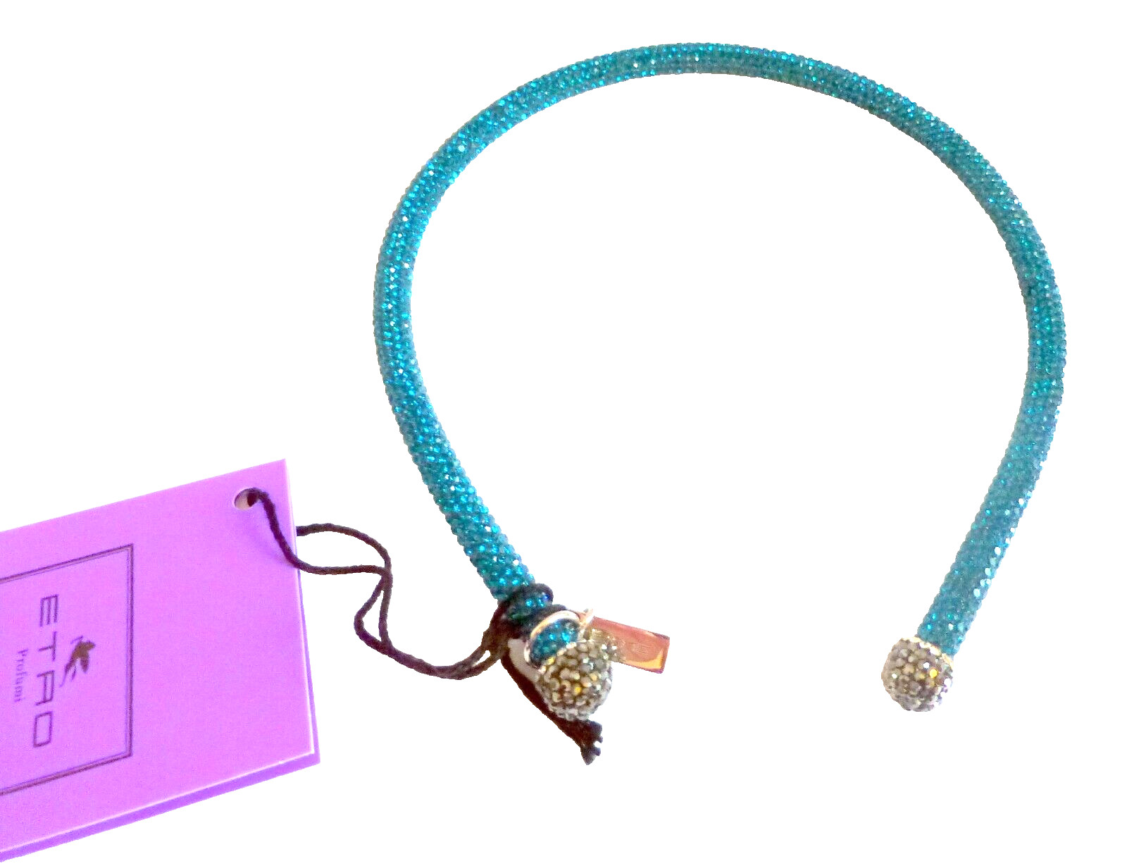 Etro Necklace Choker Turquoise Glitter Sparkle One Size NWT