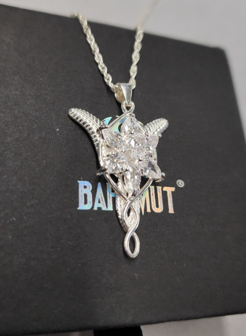 Bahamut Sterling Silver Arwen Evenstar Pendant 1.5″ Necklace 18″+2″