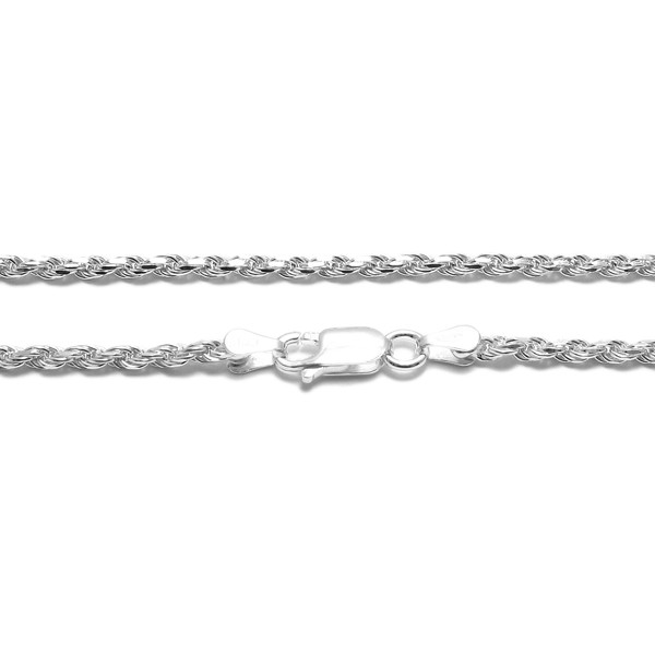 925 Sterling Silver Dia Cut Rope Chain Necklace 2.5mm (050 Gauge)