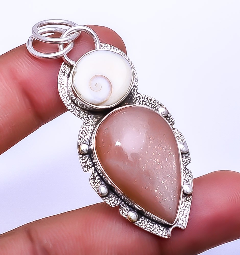 Moonstone – Sri Lanka 925 Sterling Silver Pendant 2.15″ P498541, Christmas Gift