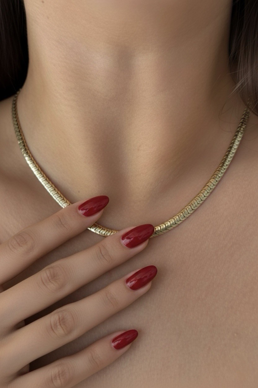14K Gold Plated Herringbone Chain Necklace | Waterproof & Rhodium Finish – 0.2″