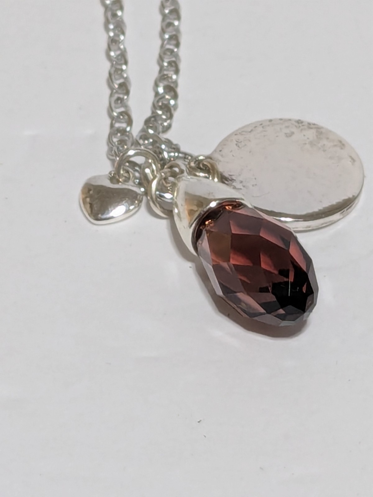 Silver Tone June Birthstone Charm/Pendant Necklace With Faux Alexandrite 18″