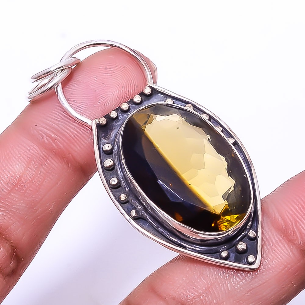 Smokey Designer 925 Sterling Silver Pendant 2.34″, Christmas Gift P16549