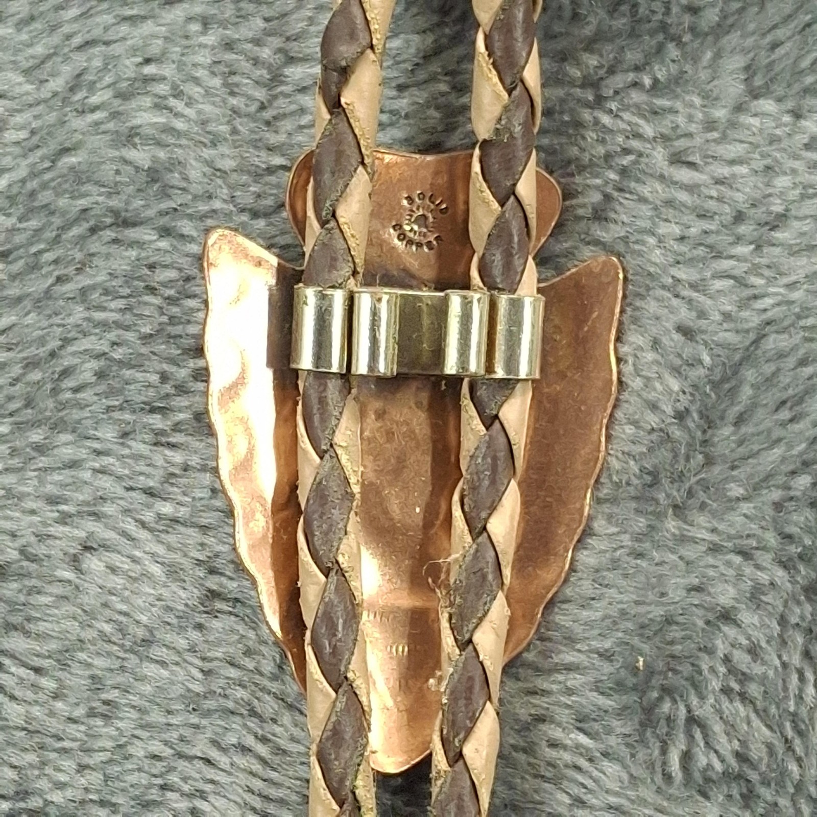 Vtg Solid Copper Thunderbird Crossed Arrows Bolo Tie Western Cowboy