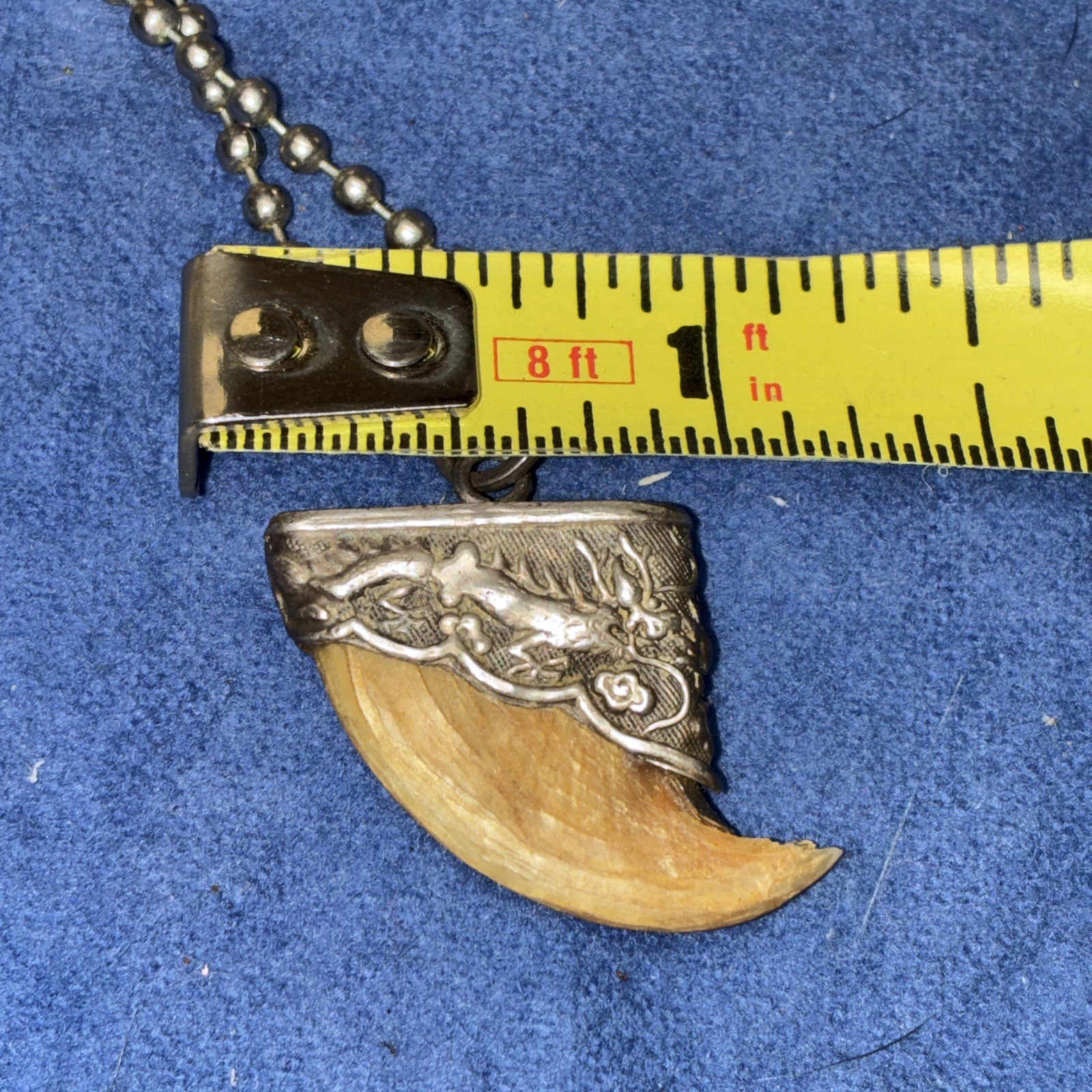 Dragon Claw Necklace Sterling Silver (950) Ornate Dragon Design On Band