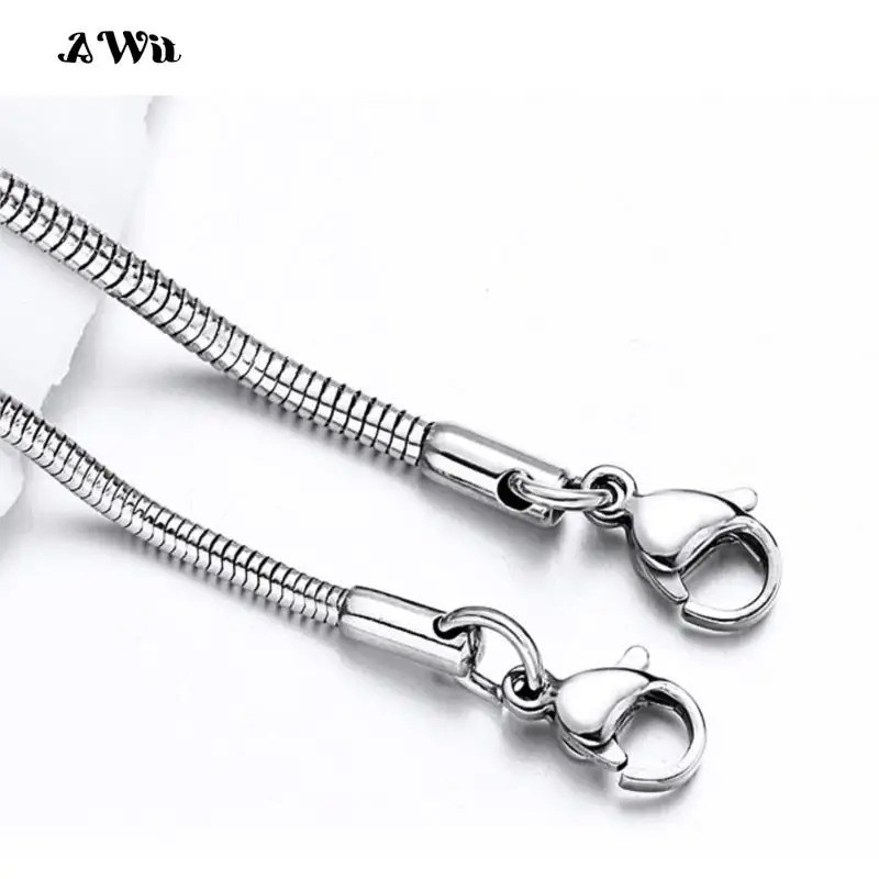 0.9-8mm Stainless Steel Men Women Round Snake Chain Necklace 7-47” Never Fade