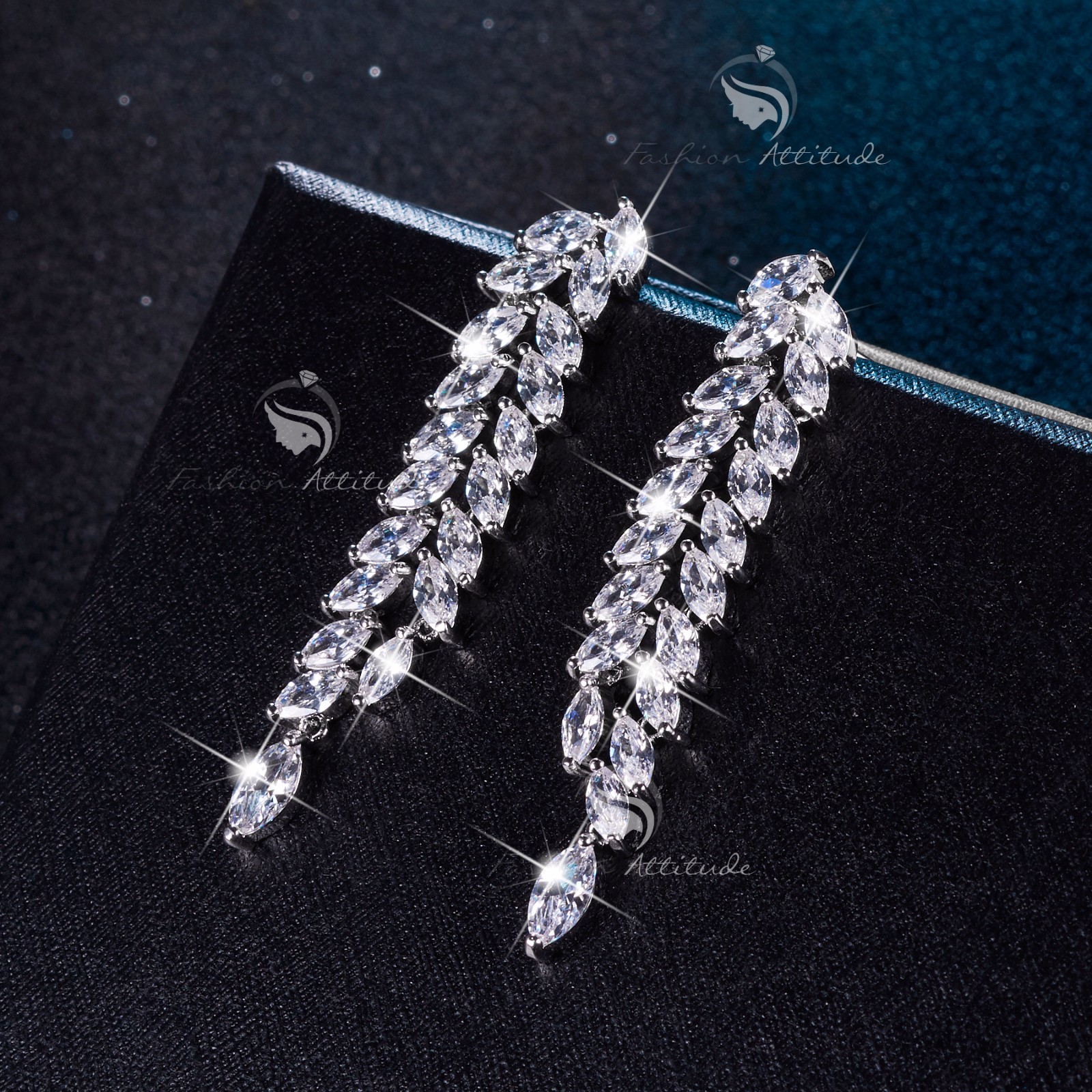18k white gold filled made with crystal earrings necklace party wedding set