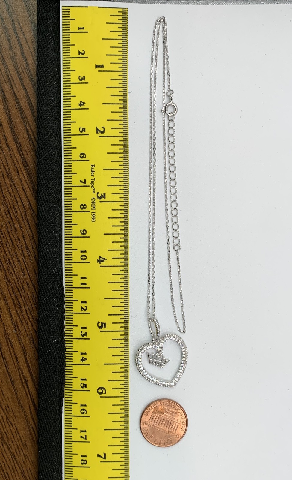 Sterling Silver 925 Cubic Zirconia CZ Heart Pendant Necklace Crown Charm 18-20″
