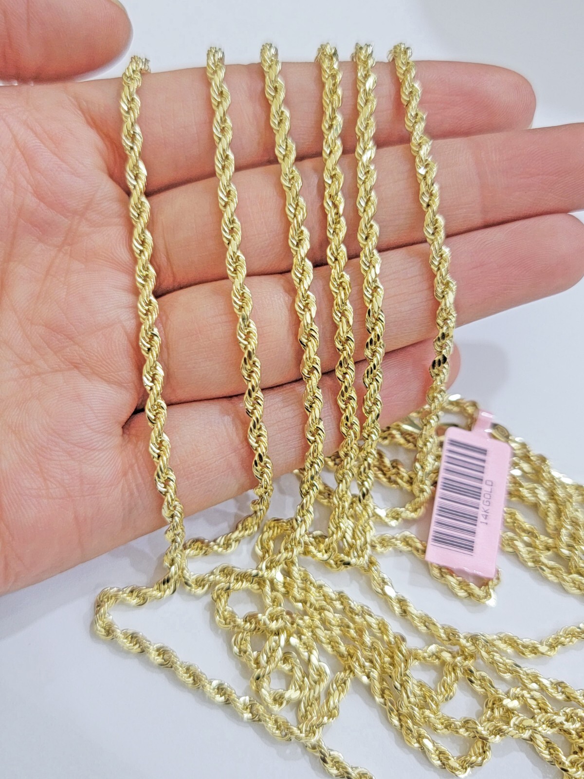 Real 14k Yellow Gold Rope chain necklace 2.5mm 3mm 4mm 5mm 18-26 Inch Men women.