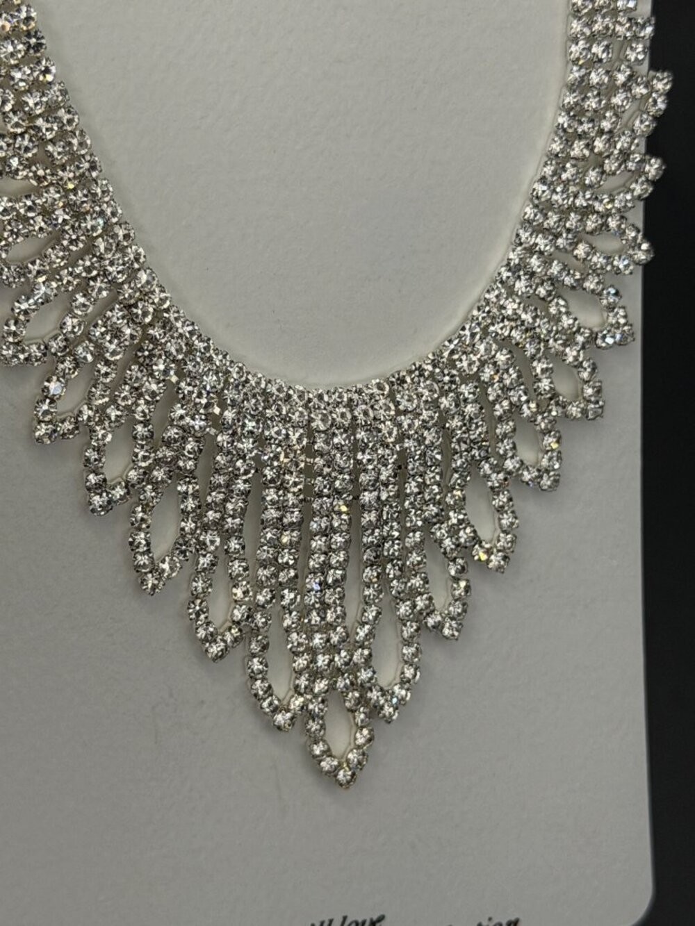 Christina Collection Silver Tone Rhinestone Statement Necklace & Earrings Bridal