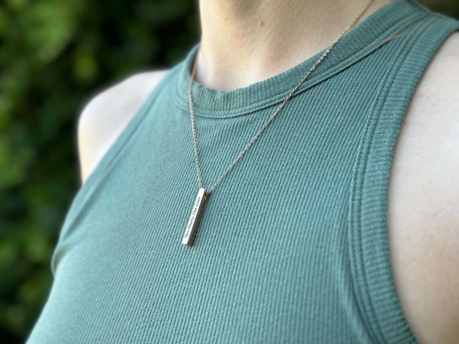 Personalized 3D Vertical Bar Necklace, Christmas Gift for Women
