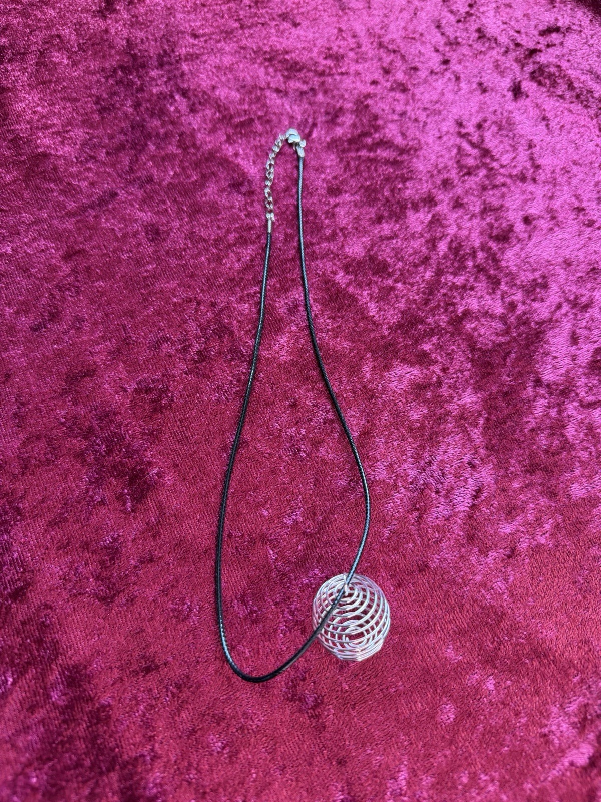 Black Cord Cage Metal Necklace Unisex Healing