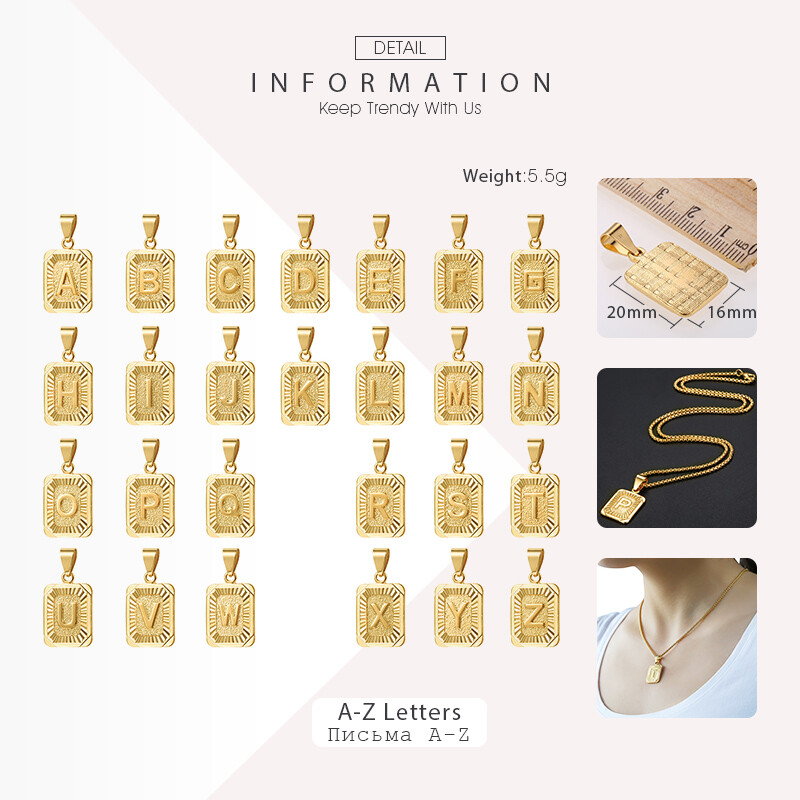 26 Letters Initial A-Z Necklace 14k Gold Plated Pendant Box Chain Choker 16-30″