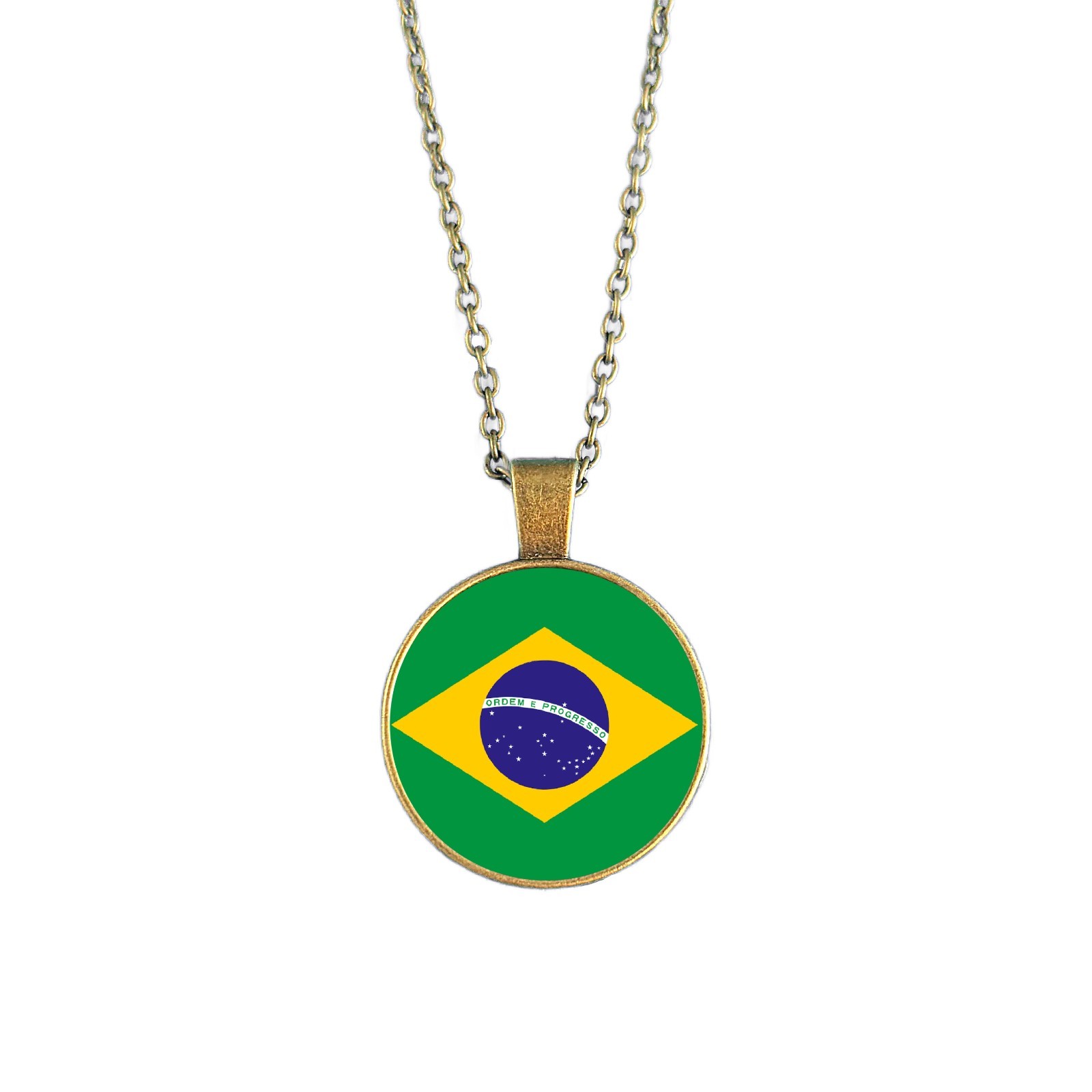 Brazil Flag Necklace • Brazilian Pendant Jewellery • Gift for Brazilian Women