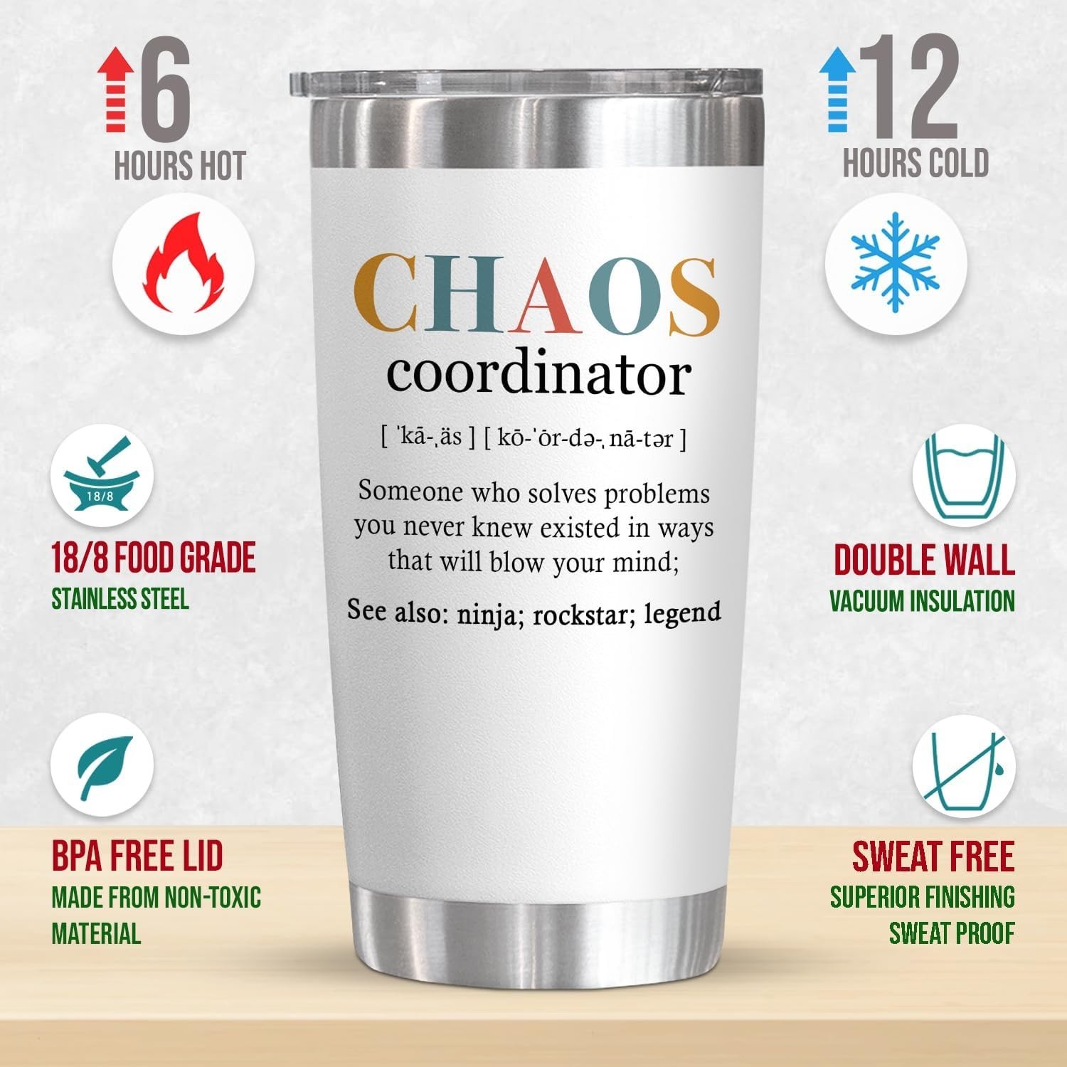 20 oz Chaos Coordinator Insulated Tumbler – Perfect Christmas Gift for Women
