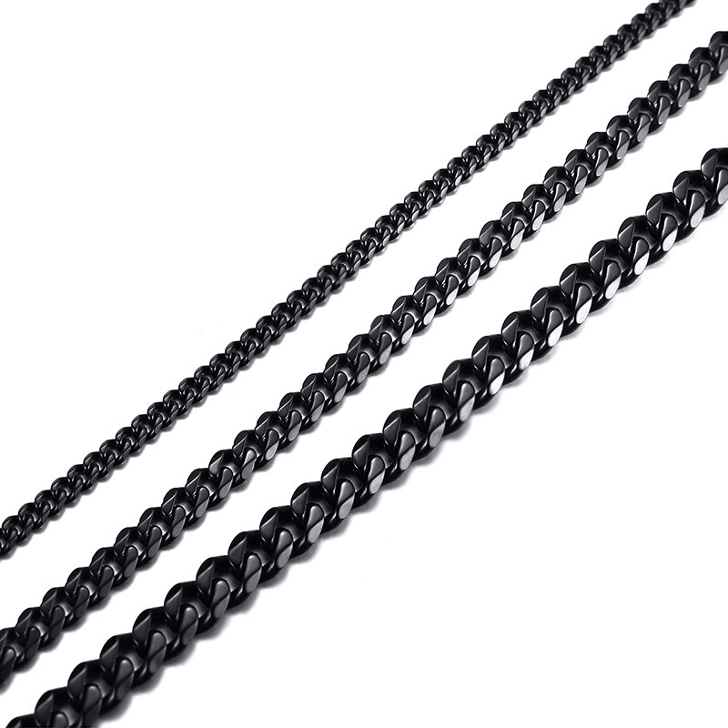 Vnox 3-7MM Cuban Curb Flat Link Chain Men Necklace Choker Stainless Steel 18-22″