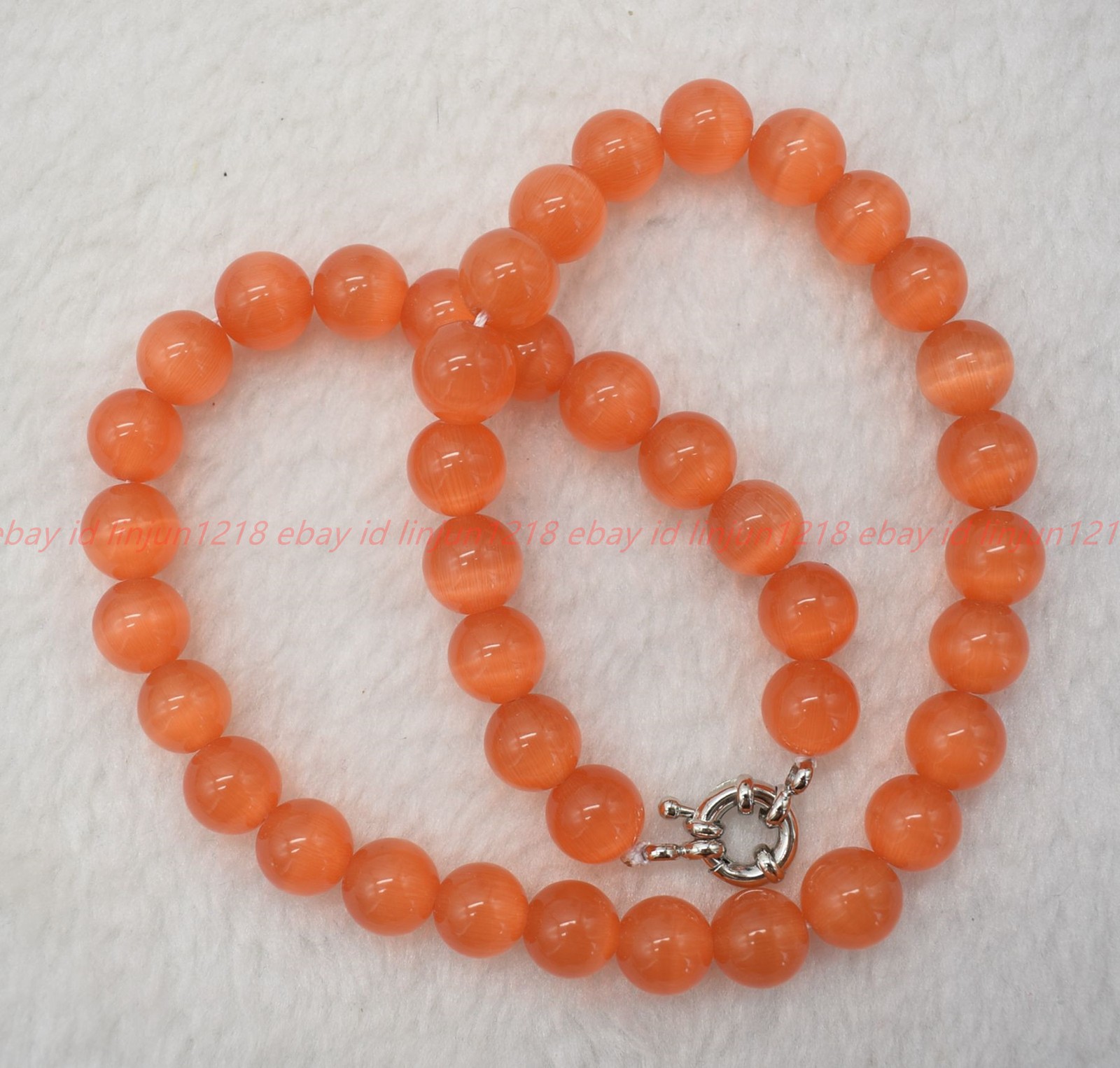 Natural 6/8/10/12mm Orange Cat’s Eye Gems Round Beads Necklace Bracelet 18/7.5in
