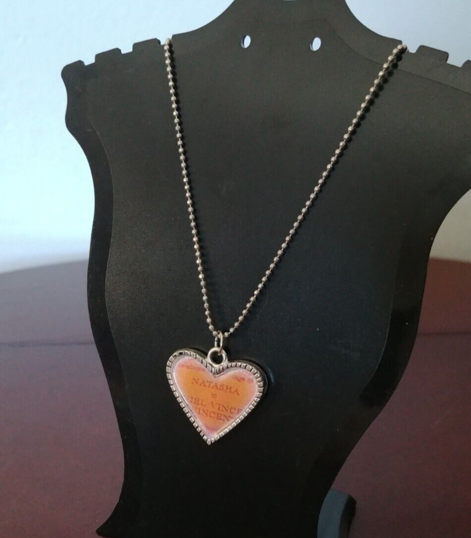 Fashion Tibetan Silver Enamel Pink Heart Beaded Necklace Pendant Women Jewelry