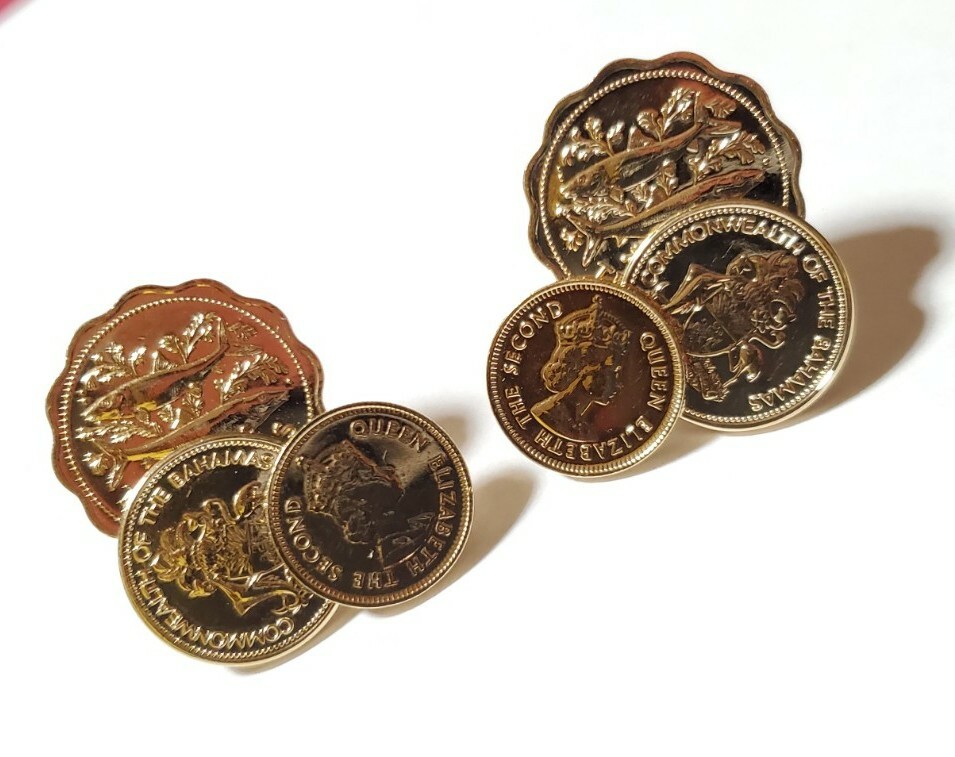 Goldtone Coin Cluster Earrings Great Britain