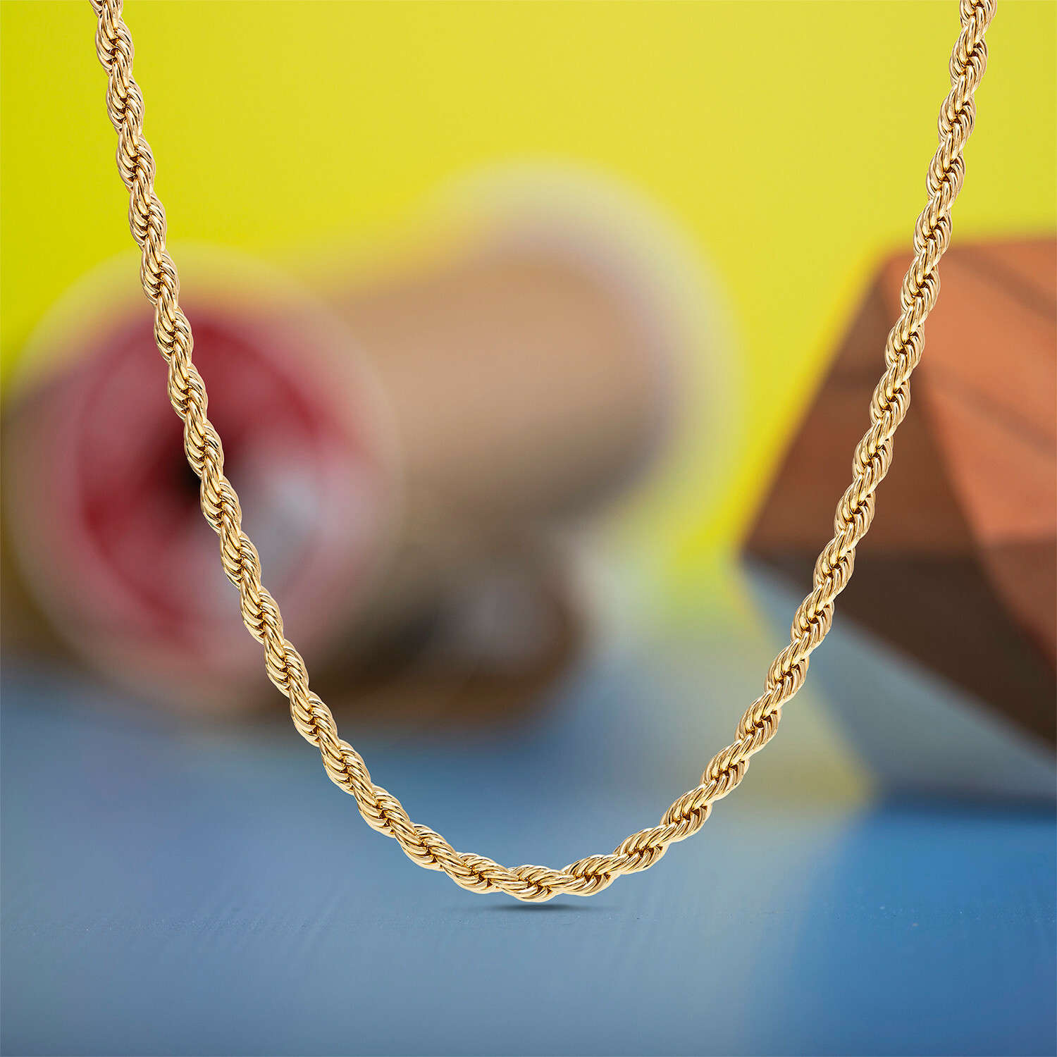 HEAVY 6MM THICK GOLD FILLED 18K Italy solid Rope necklace 22″ chain men women