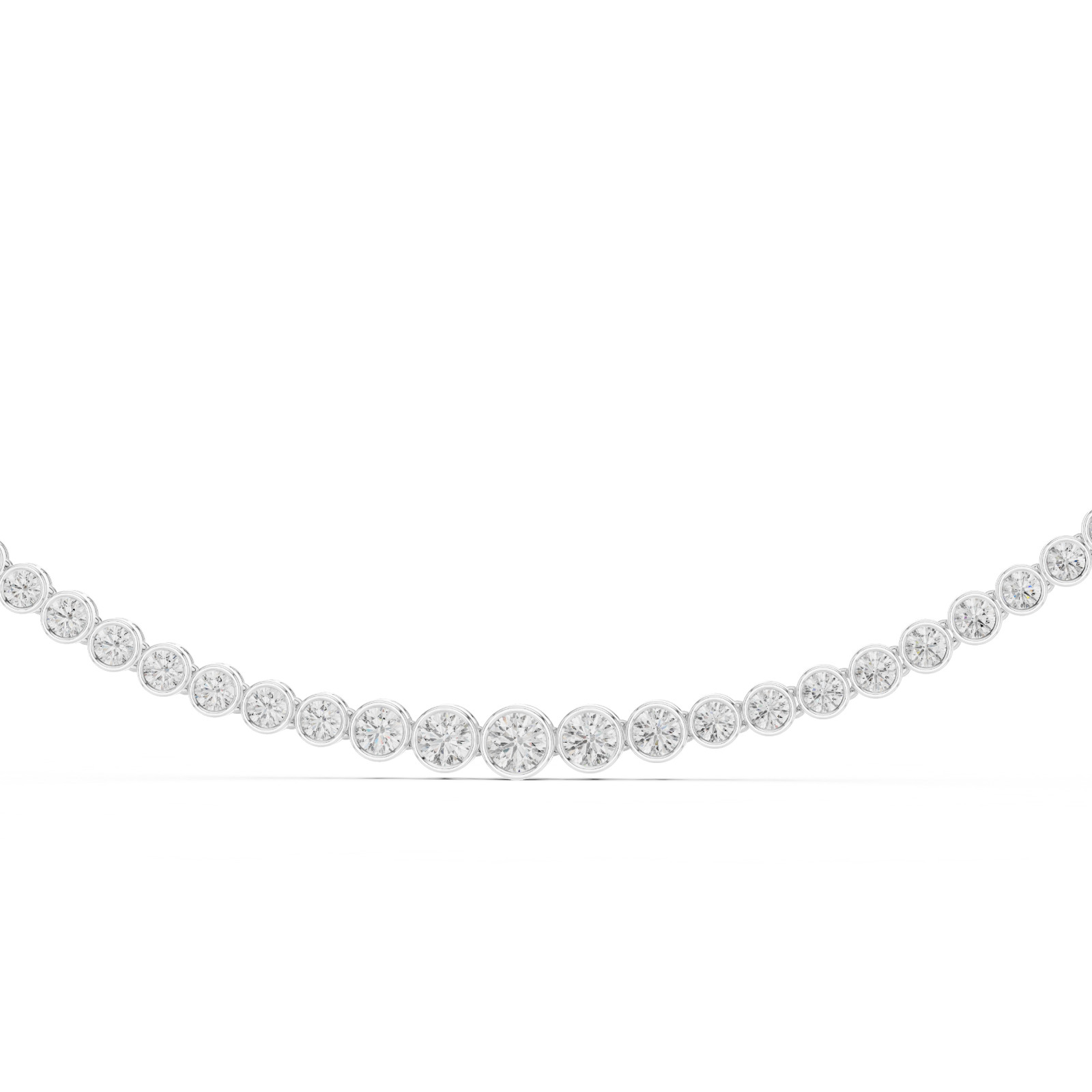 925 Silver Lab Grown Diamond Bezel Tennis Necklace Wedding Promise Gift For Her