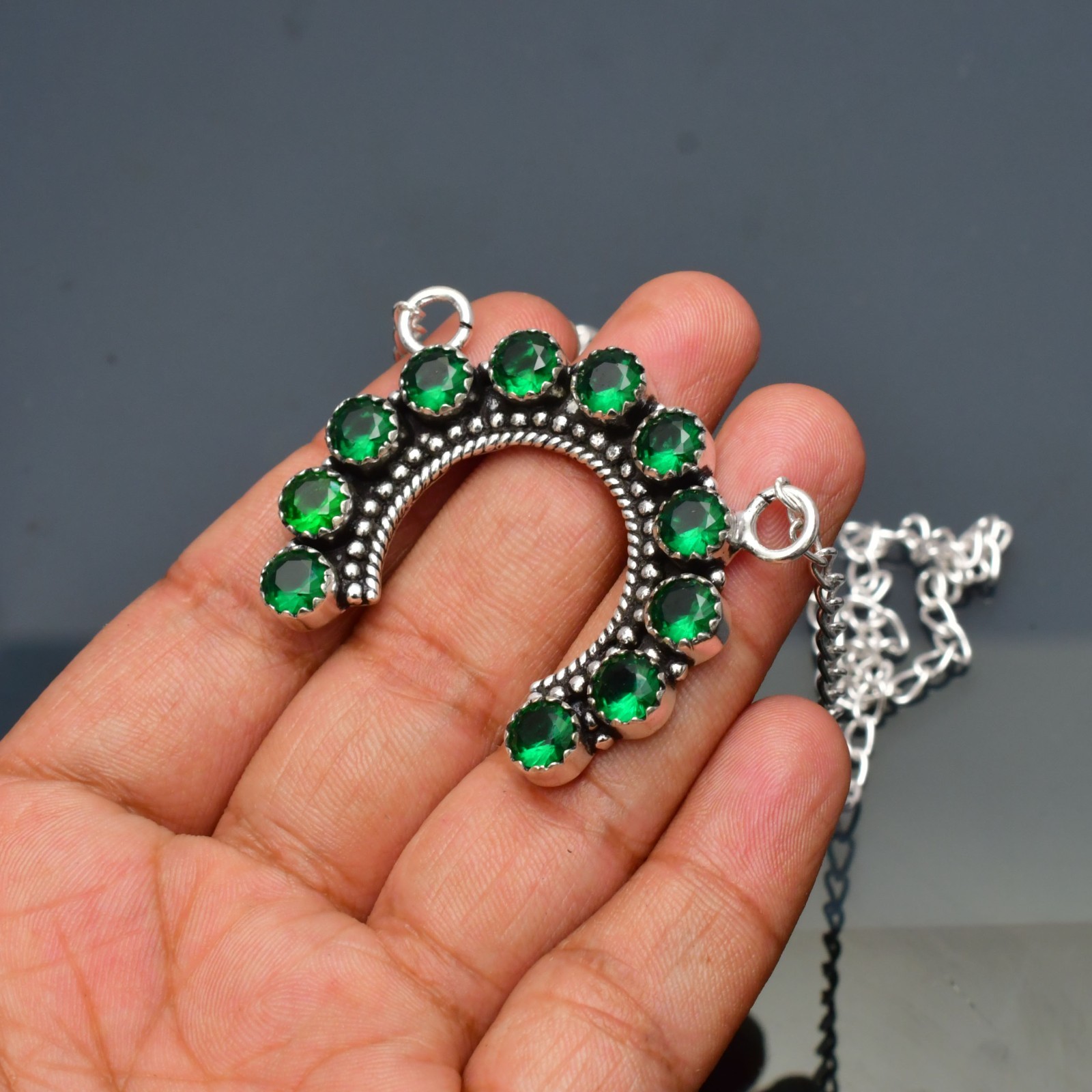 Chrome Diopside Gemstone 925 sterling silver Handmade Necklace Size : 16-20″