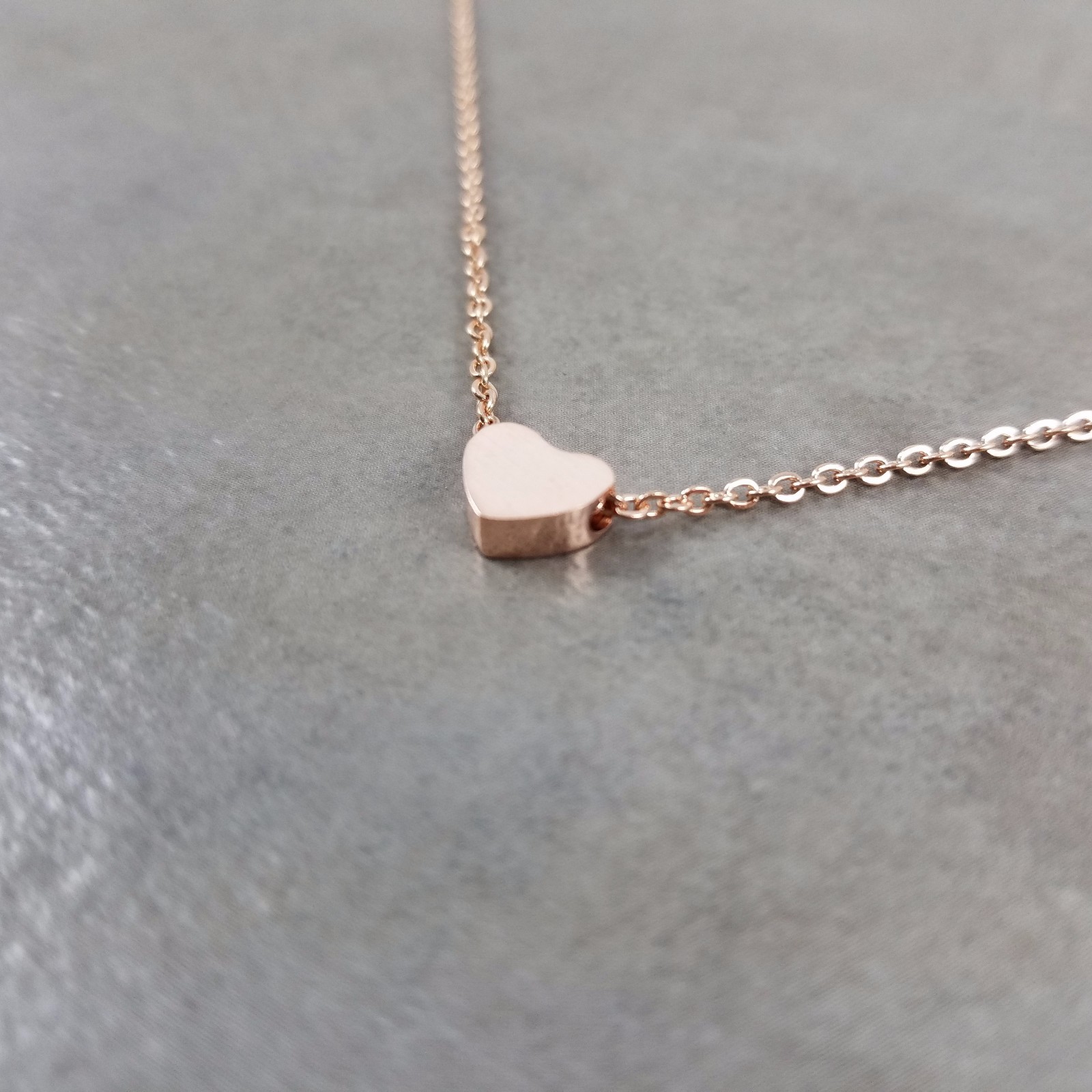 Rose Gold Plated Tiny Heart Necklace Gift Box Dainty Love Womens Jewelry