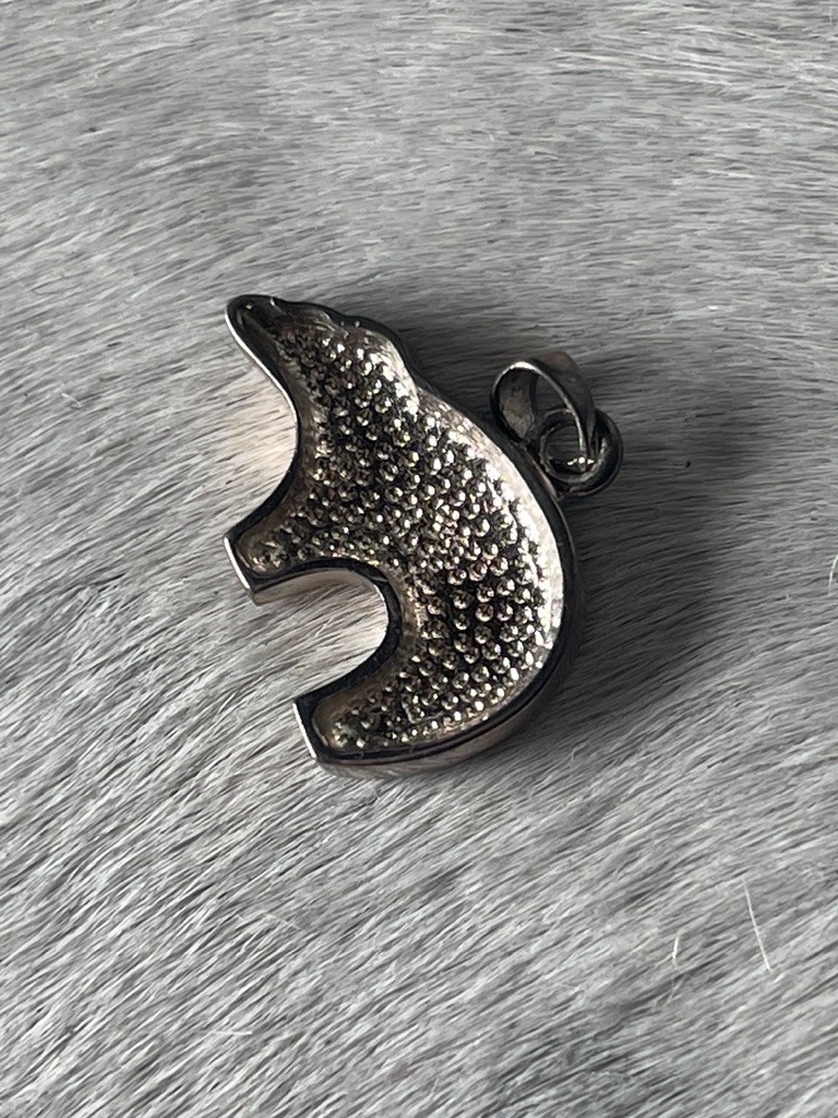 Silver Unisex Bear Pendant 1 x .75 in Silver Small Bail for Chain Polar Grizzly