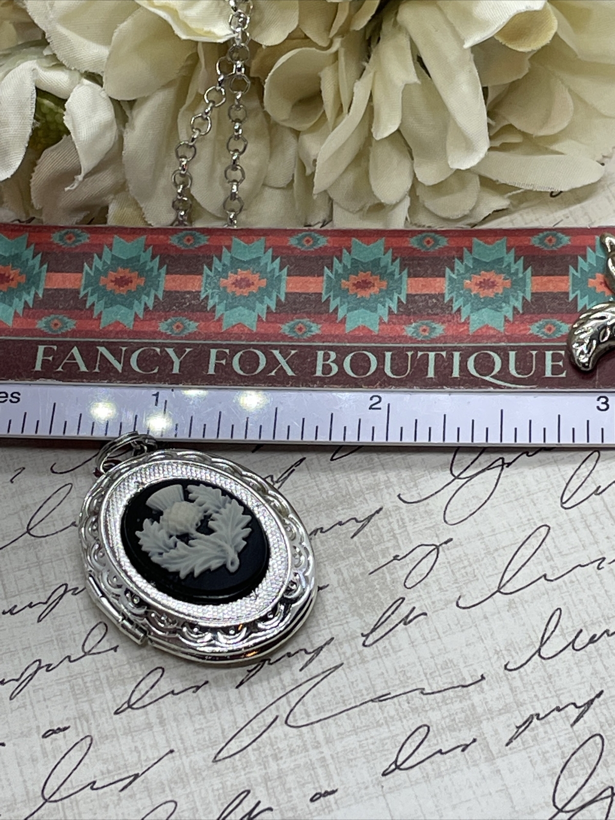 Scottish Thistle Necklace Locket Silver EASTER pendant IRISH CELTIC GIFT photo