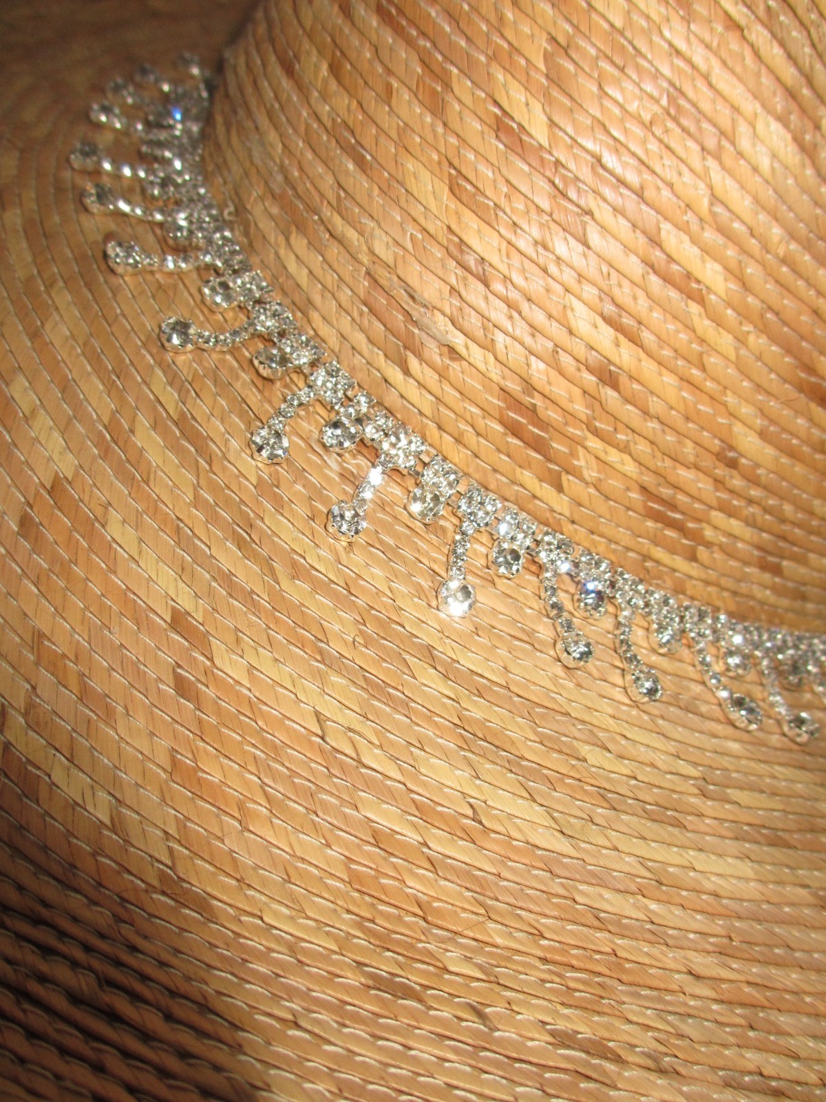 Rhinestone Hat Band Chain Necklace Sparkly Crystal Western Bonnet Belt Trim NEW