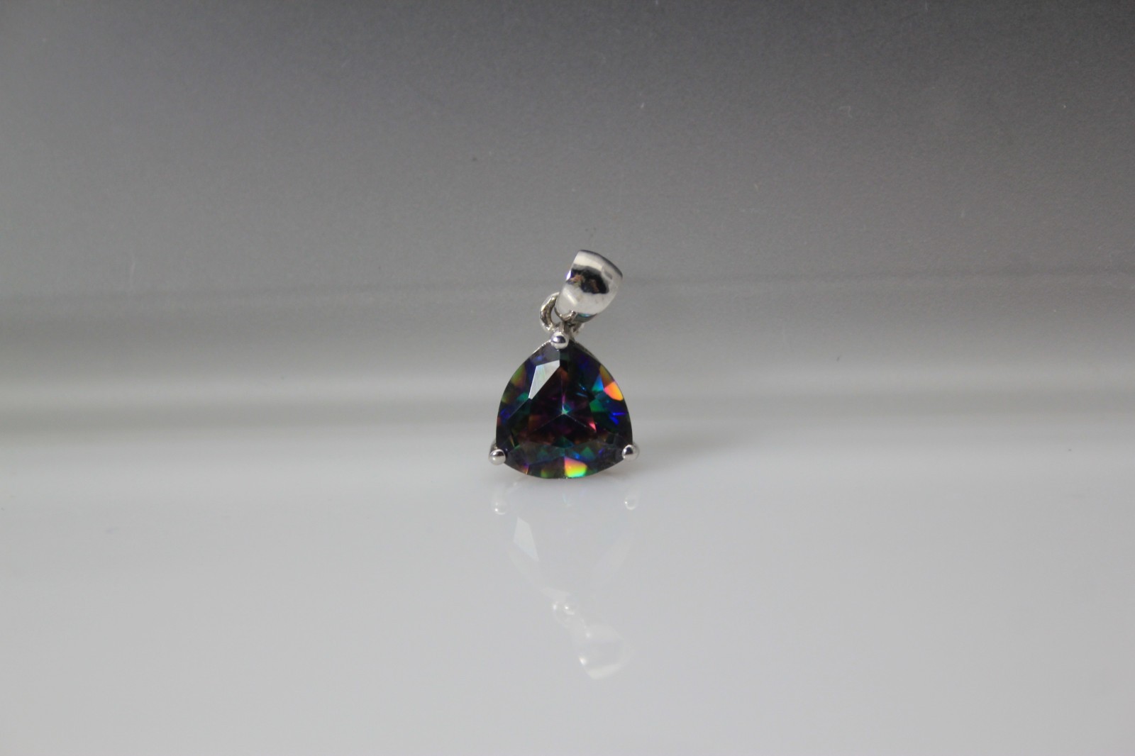 Sterling Silver 925 Small Trillion Mystic Topaz Pendant 1.5 Grams (PEN10373)