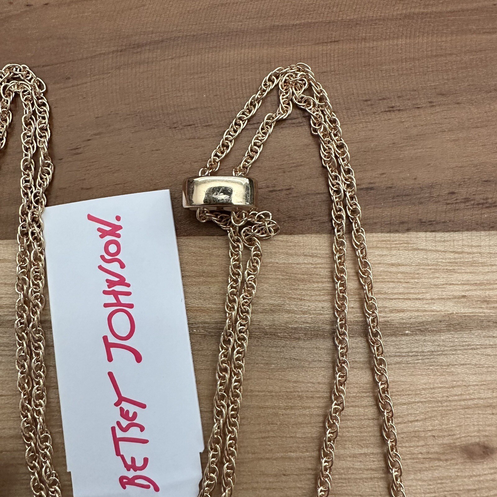 NEW Betsey Johnson Rainbow Crystal Jointed Teddy Bear Pendant Slider Necklace