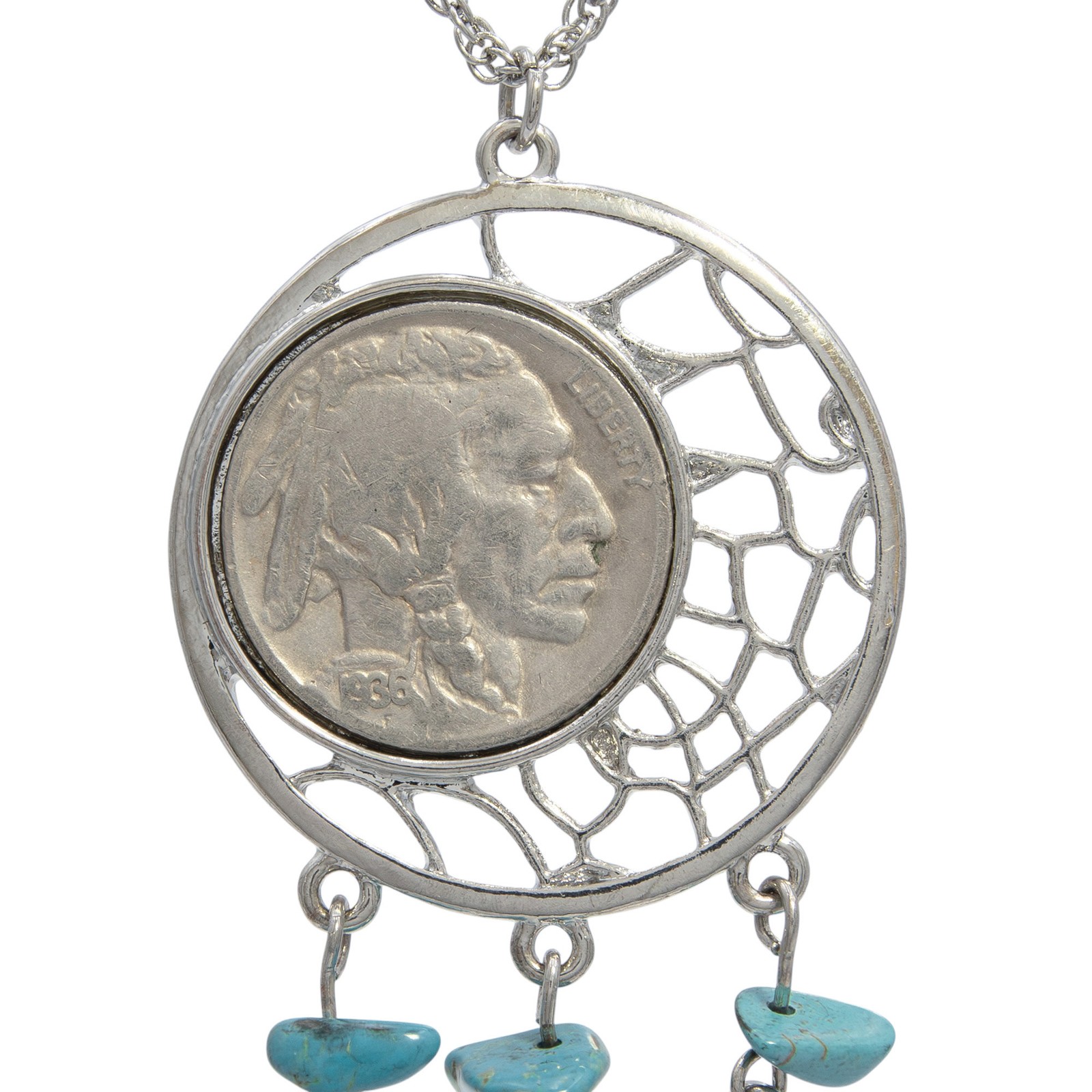 American Coin Treasures Buffalo Nickel Dream Catcher Pendant From 1920 To 1937