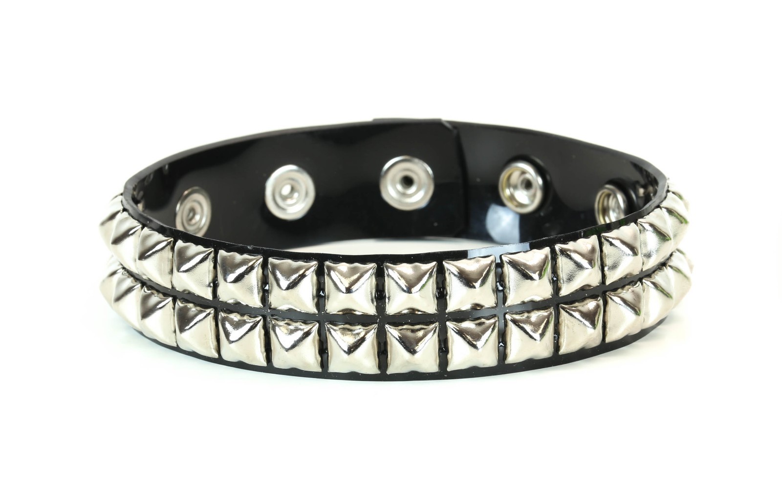 Double Stud Vinyl Wide Arm Band 3 Snap Fetish BDSM Punk Goth Fetish Choker