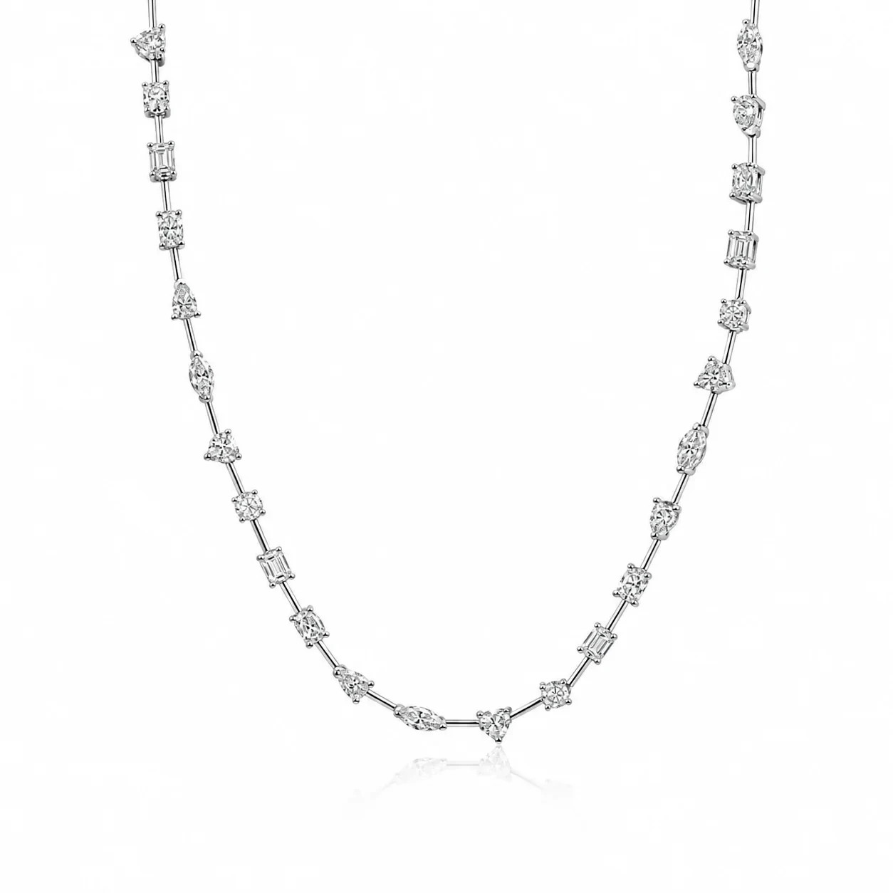 Multi-Shape Lab Grown Diamond Tennis Necklace | 14K Solid Gold | 5ct/10ct/15ct