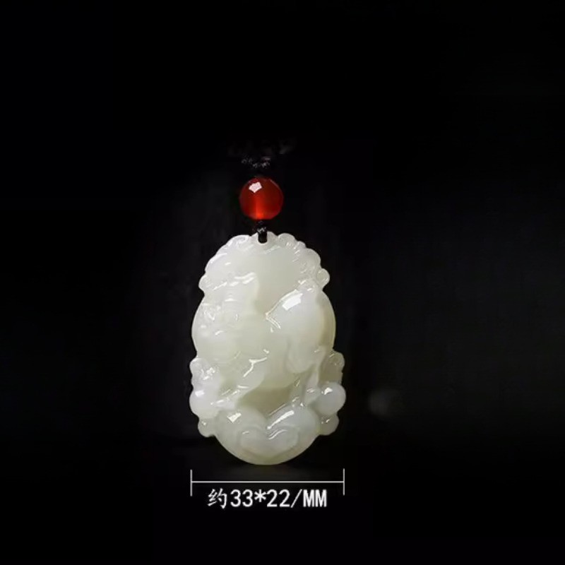 33MM Twelve Zodiac Signs Hotan Jade Natural Jade Pendant Necklace Pendant